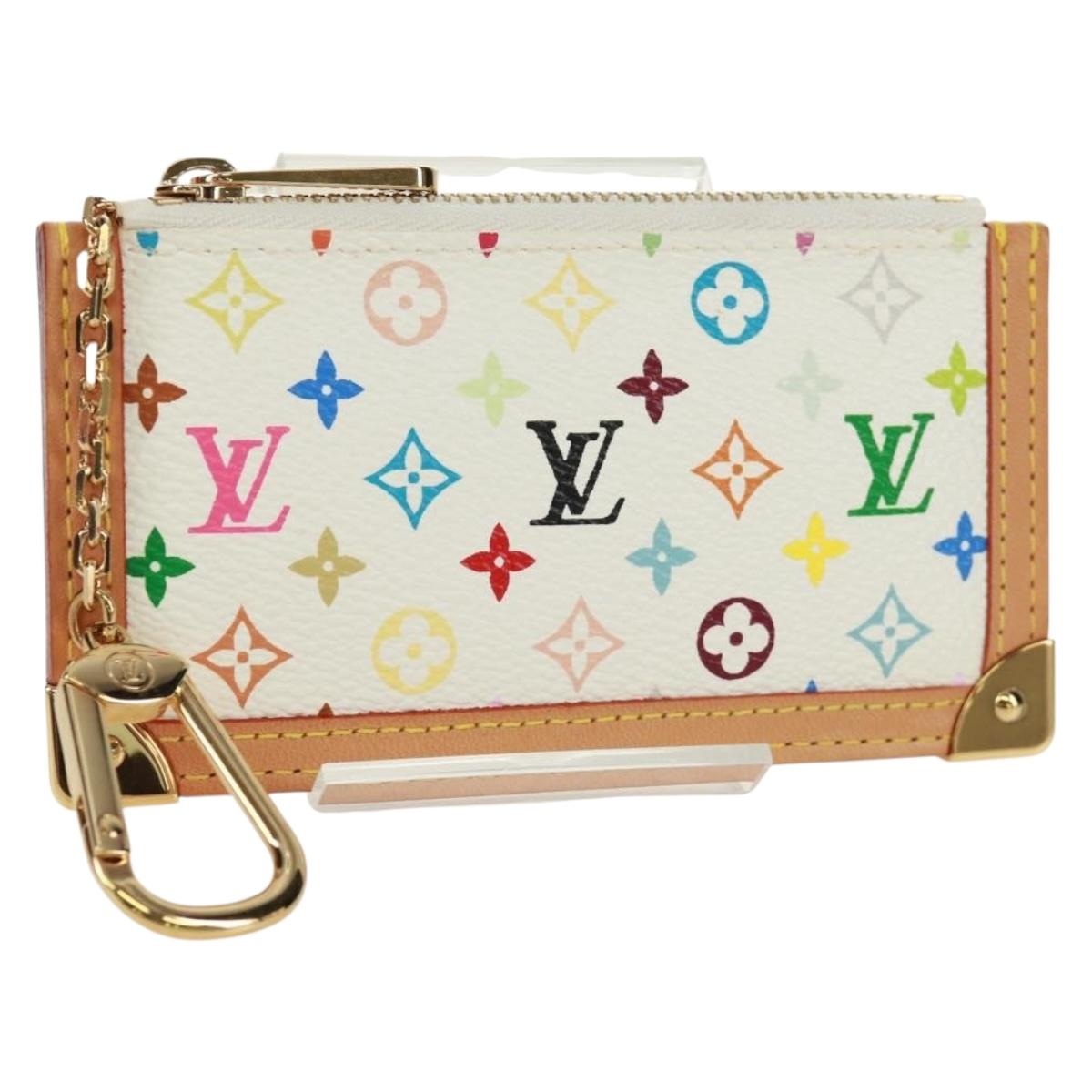 LOUIS VUITTON Multicolor Pochette Cles Coin Purse White M92655 LV Auth 171850V