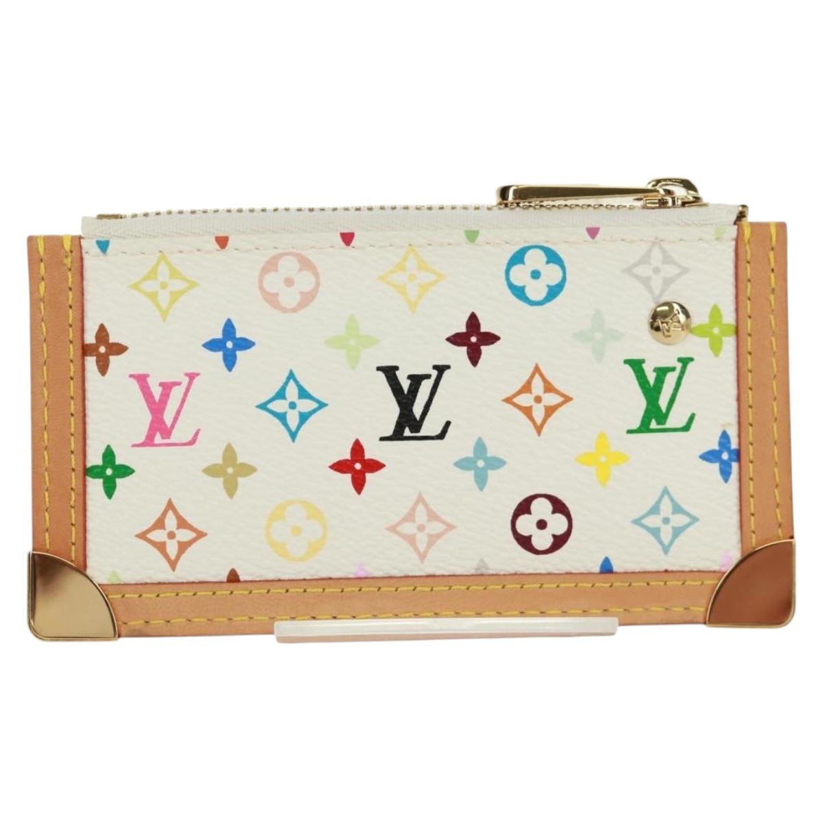 LOUIS VUITTON Multicolor Pochette Cles Coin Purse White M92655 LV Auth 171850V