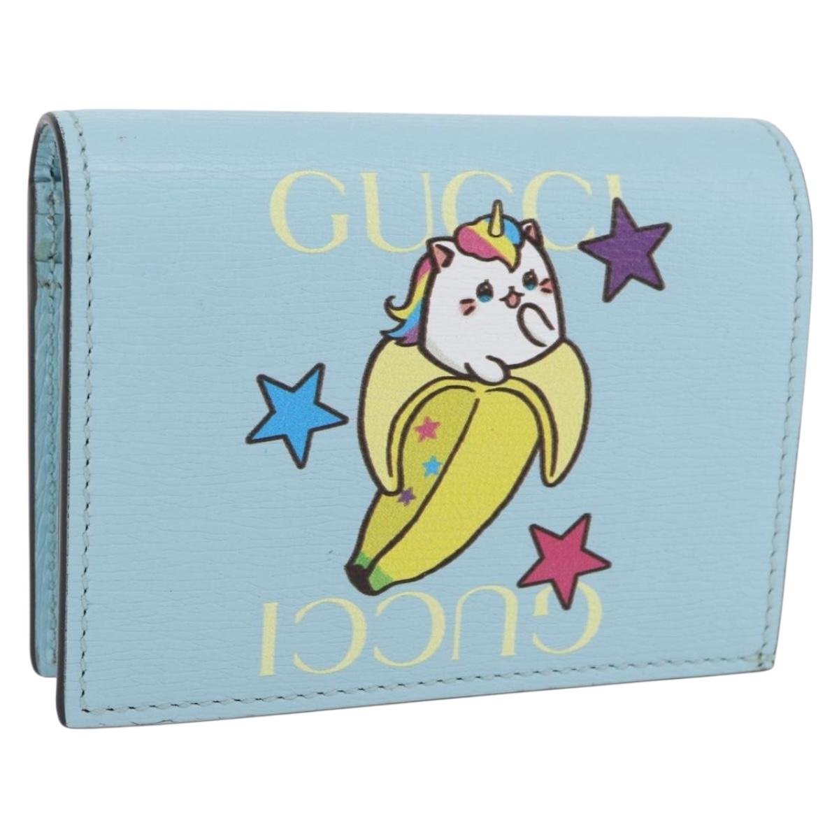 GUCCI Bananya Collaboration Compact Wallet Light Blue 701009 2067 Auth 171852M