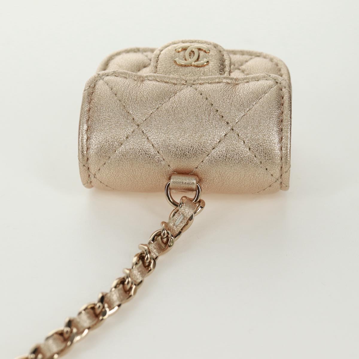CHANEL Matelasse Air Pods Case & Coin Purse Earphone Lamb Skin CC Auth 171853SM