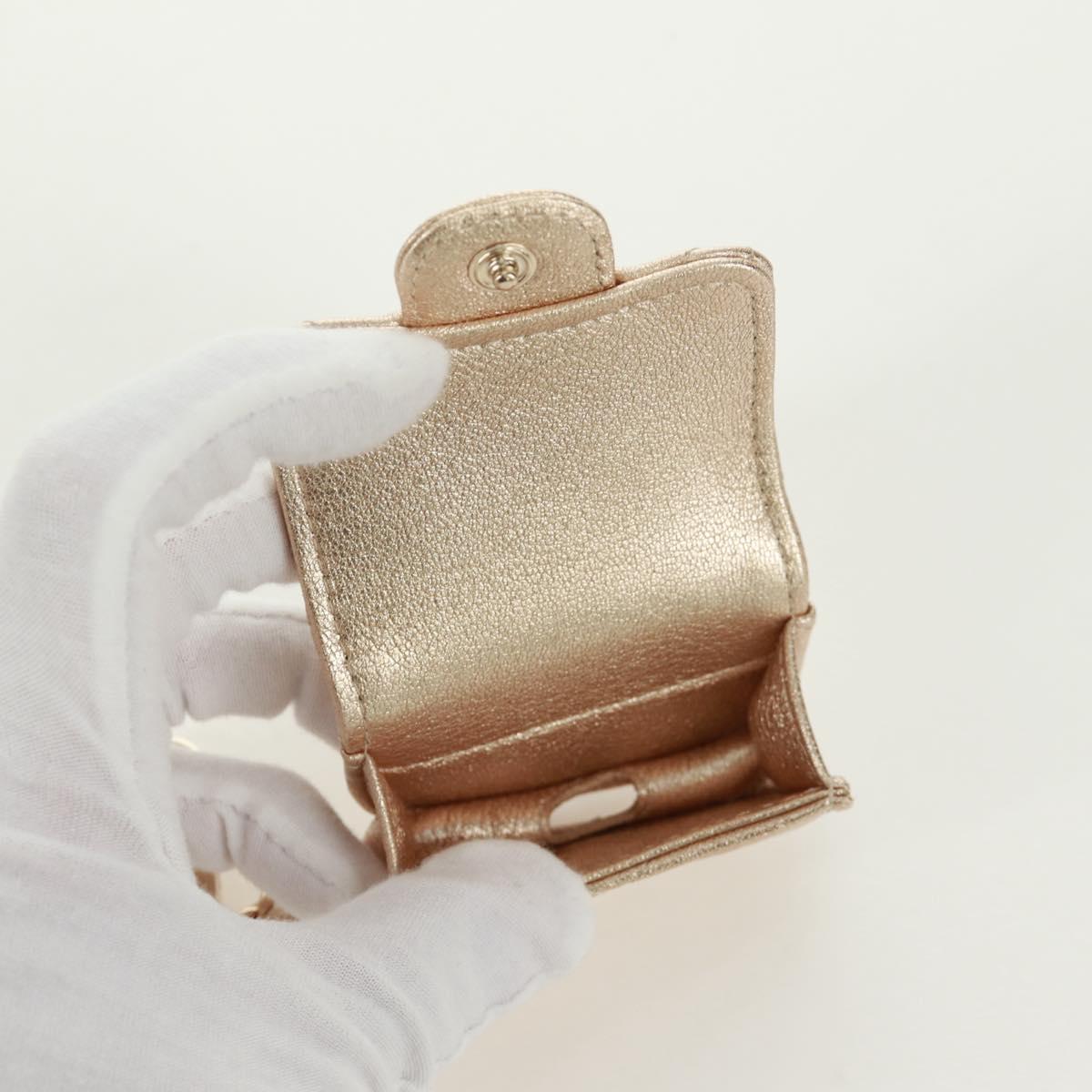 CHANEL Matelasse Air Pods Case & Coin Purse Earphone Lamb Skin CC Auth 171853SM