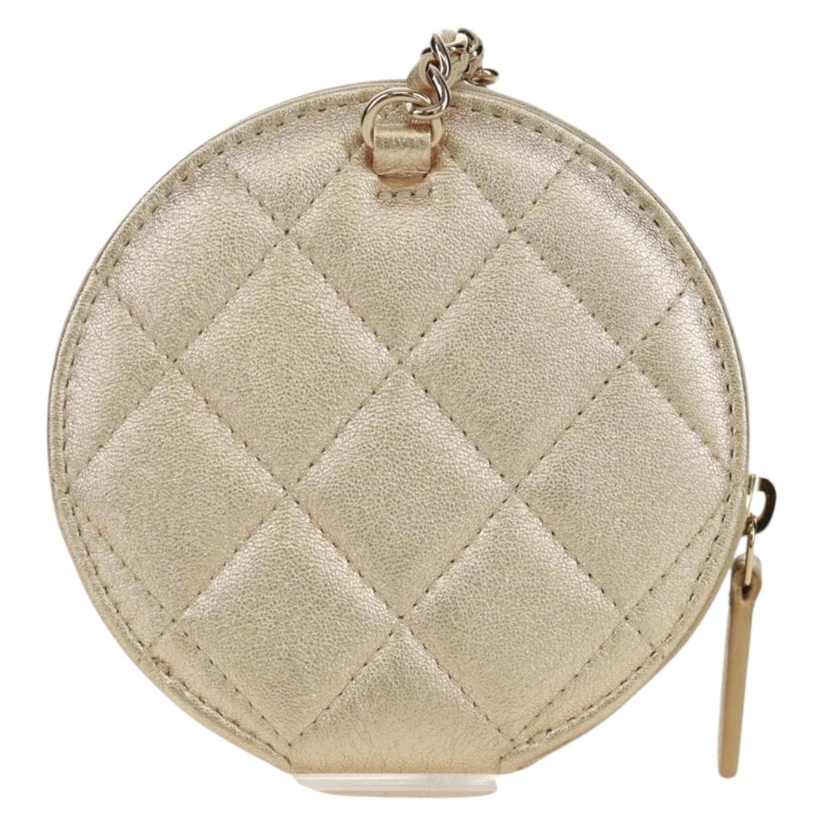 CHANEL Matelasse Air Pods Case & Coin Purse Earphone Lamb Skin CC Auth 171853SM