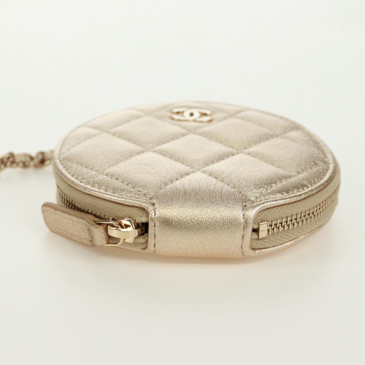 CHANEL Matelasse Air Pods Case & Coin Purse Earphone Lamb Skin CC Auth 171853SM