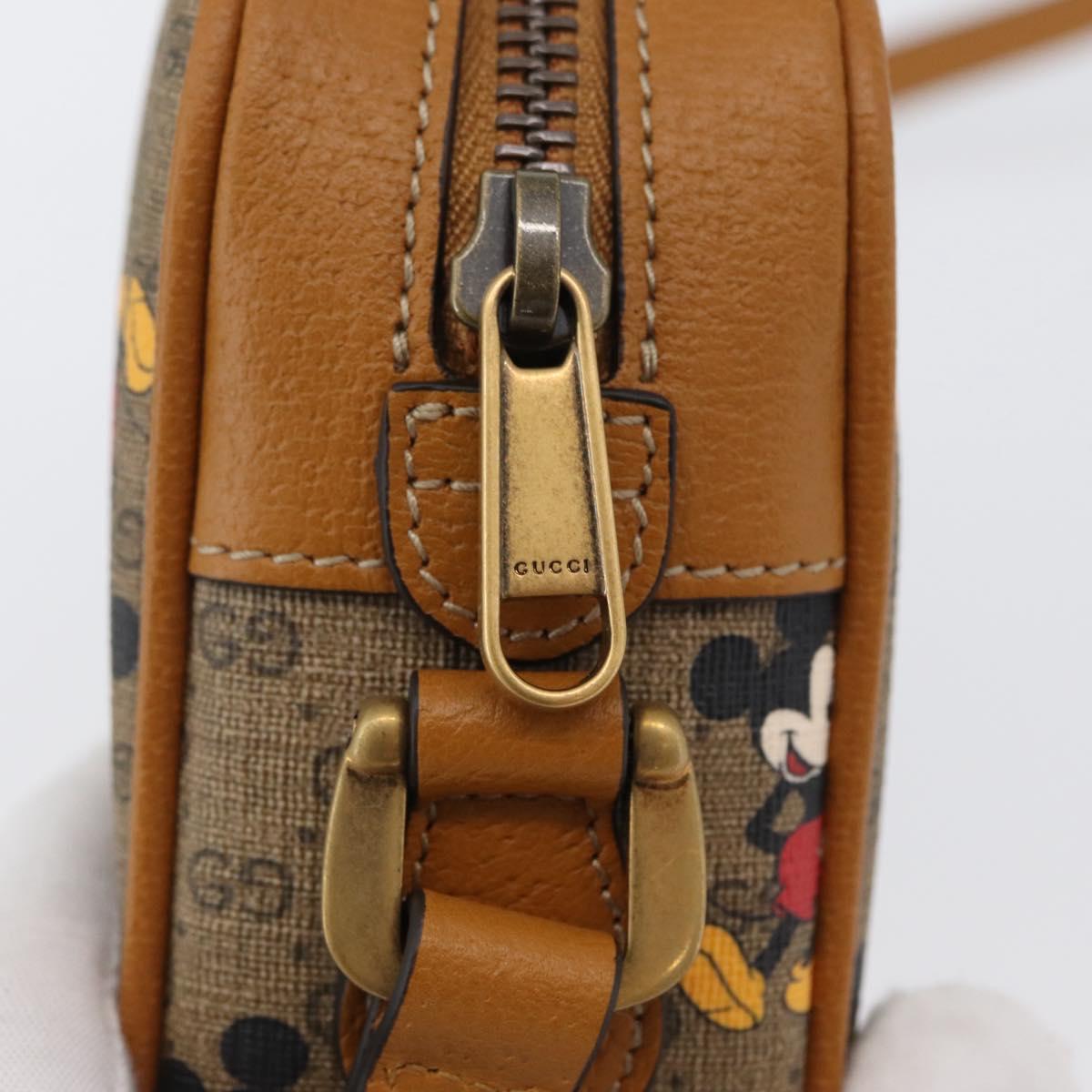 GUCCI Micro GG Supreme Disney Shoulder Bag PVC Beige Gold 602536 Auth 171854SAM