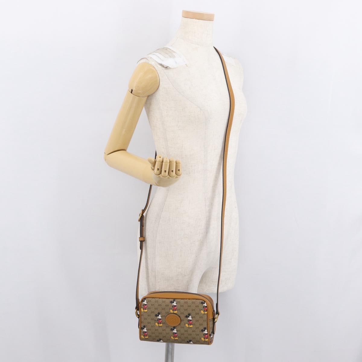 GUCCI Micro GG Supreme Disney Shoulder Bag PVC Beige Gold 602536 Auth 171854SAM