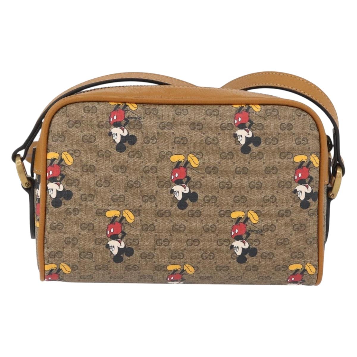 GUCCI Micro GG Supreme Disney Shoulder Bag PVC Beige Gold 602536 Auth 171854SAM