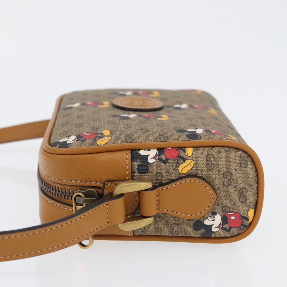 GUCCI Micro GG Supreme Disney Shoulder Bag PVC Beige Gold 602536 Auth 171854SAM