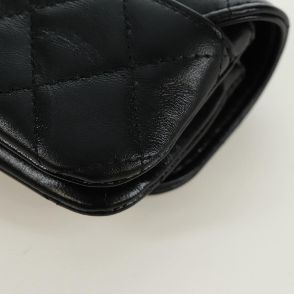 CHANEL Matelasse Pouch Leather Black Gold CC Auth 171856SAM
