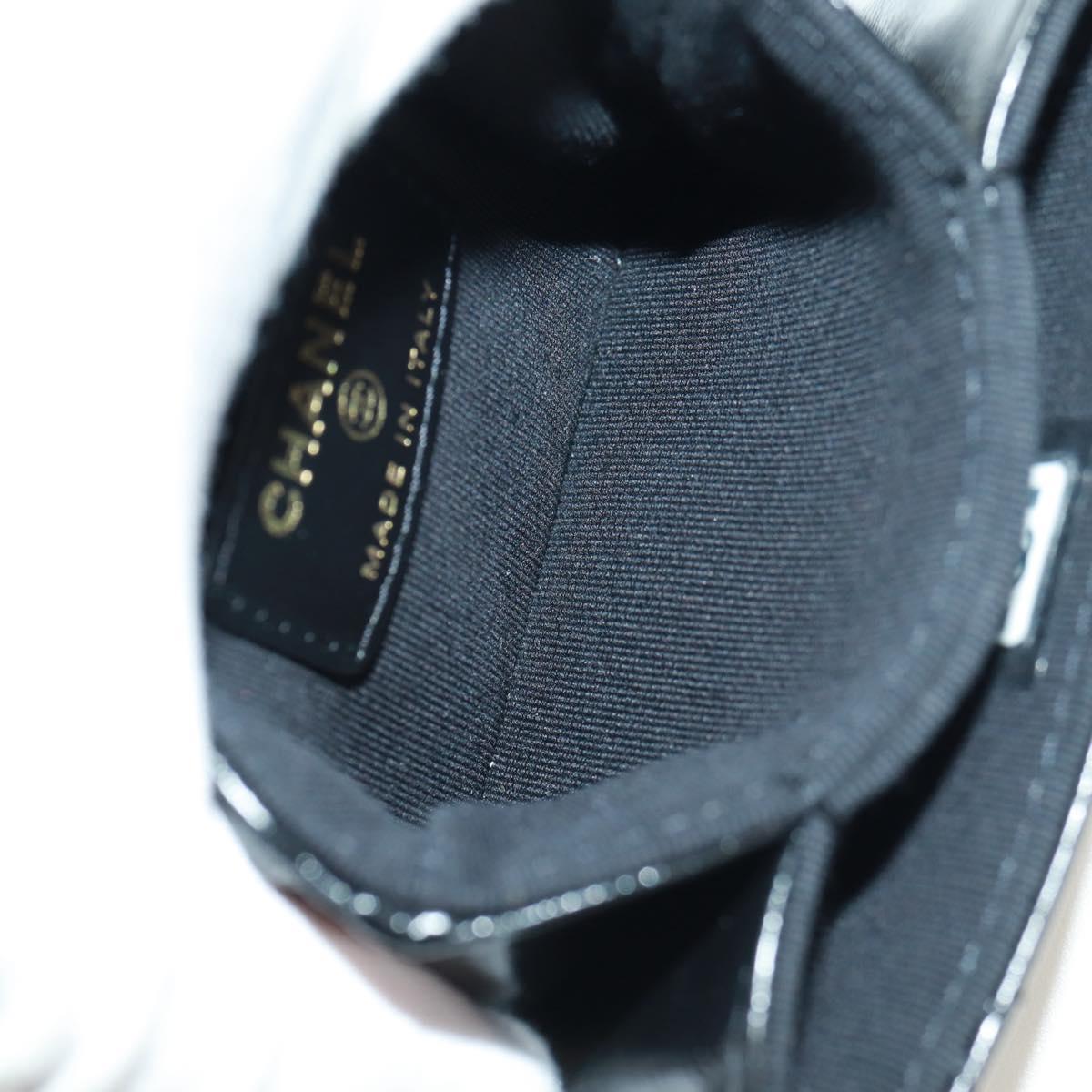 CHANEL Matelasse Pouch Leather Black Gold CC Auth 171856SAM