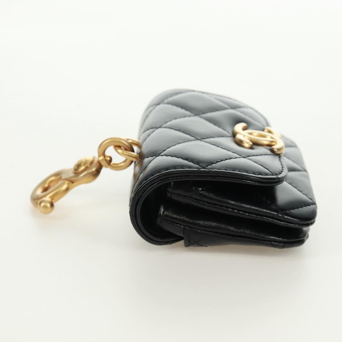 CHANEL Matelasse Pouch Leather Black Gold CC Auth 171856SAM
