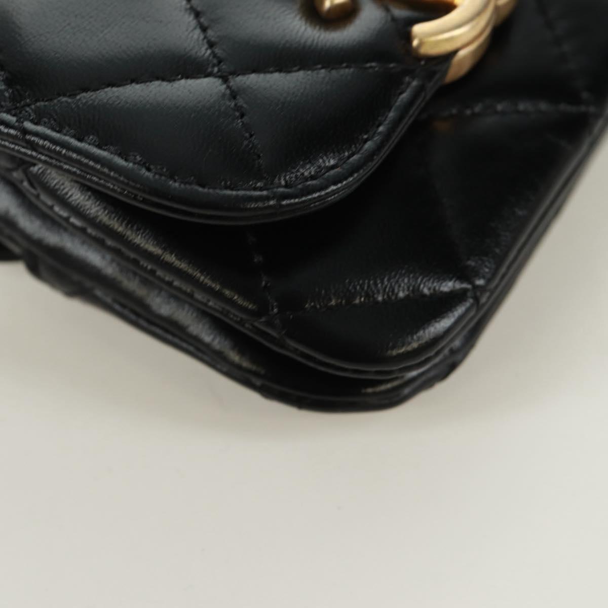 CHANEL Matelasse Pouch Leather Black Gold CC Auth 171856SAM