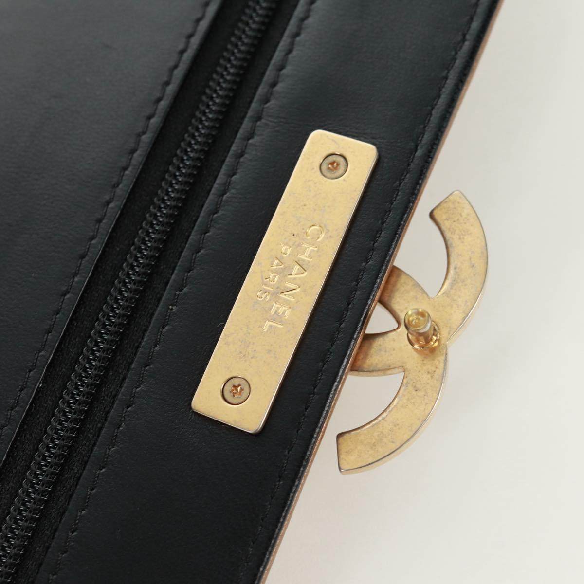 CHANEL Matelasse Chain Wallet Lamb Skin Black CC Auth 171862SAM
