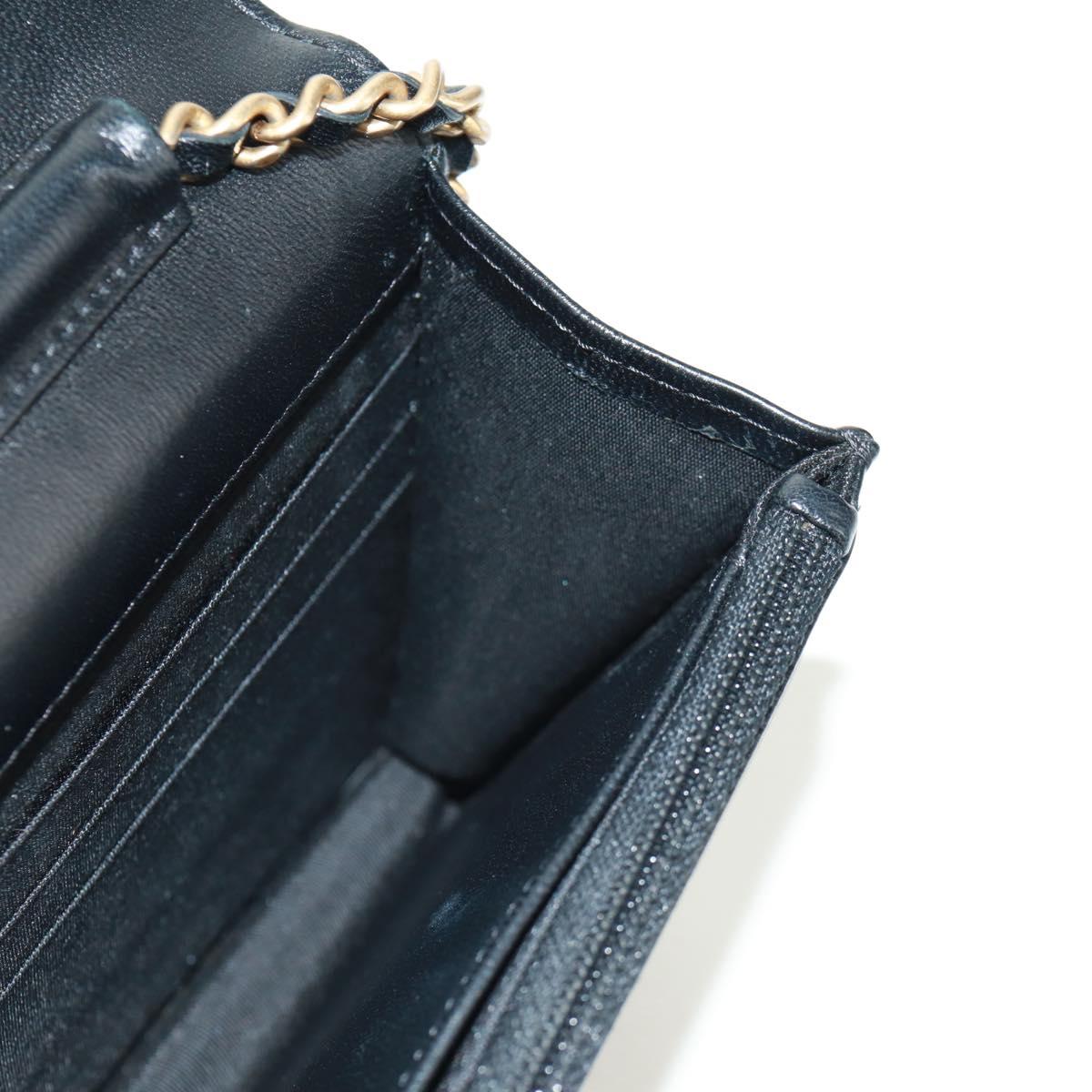CHANEL Matelasse Chain Wallet Lamb Skin Black CC Auth 171862SAM
