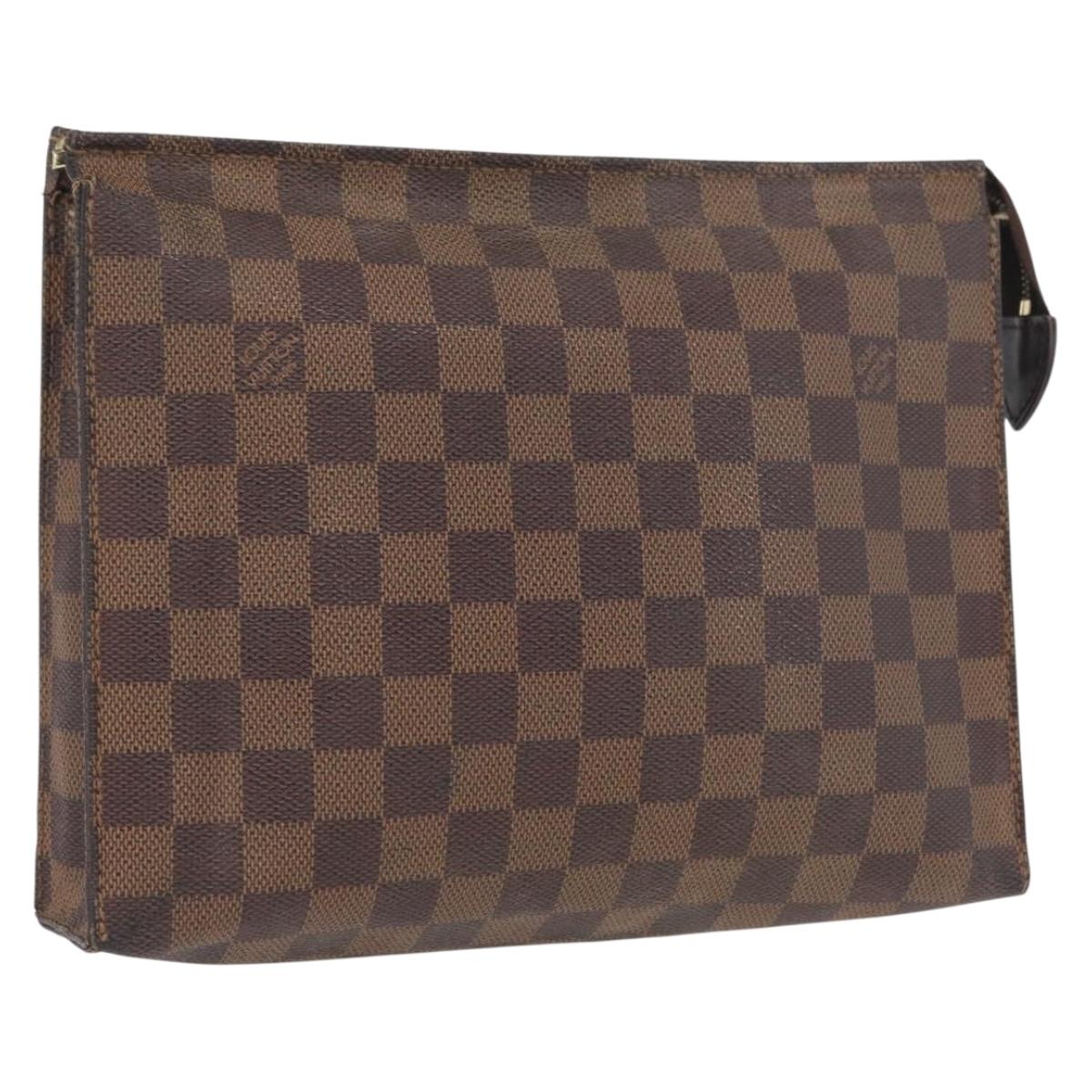 LOUIS VUITTON Damier Ebene Poche Toilette 26 Pouch N47543 LV Auth 171870
