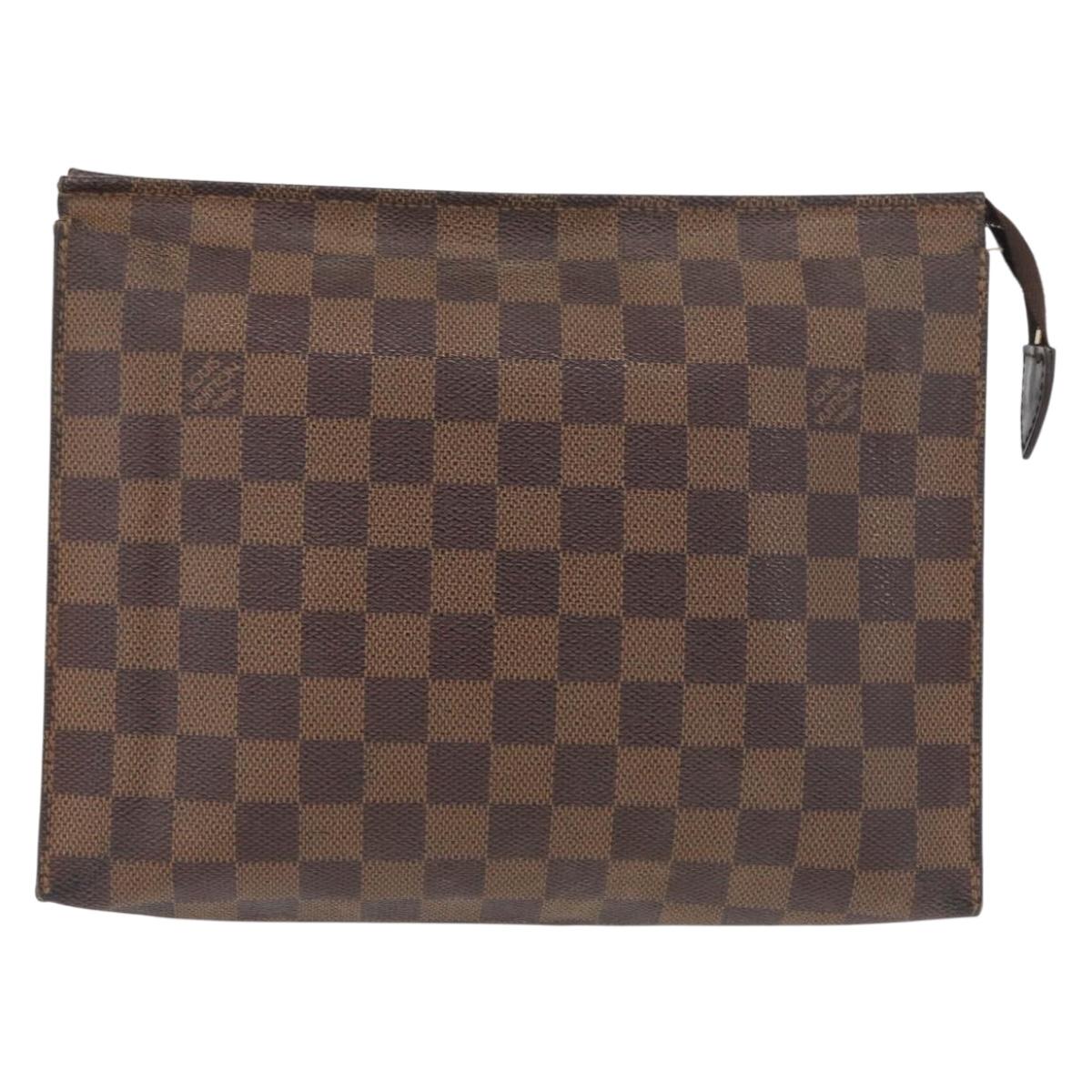 LOUIS VUITTON Damier Ebene Poche Toilette 26 Pouch N47543 LV Auth 171870