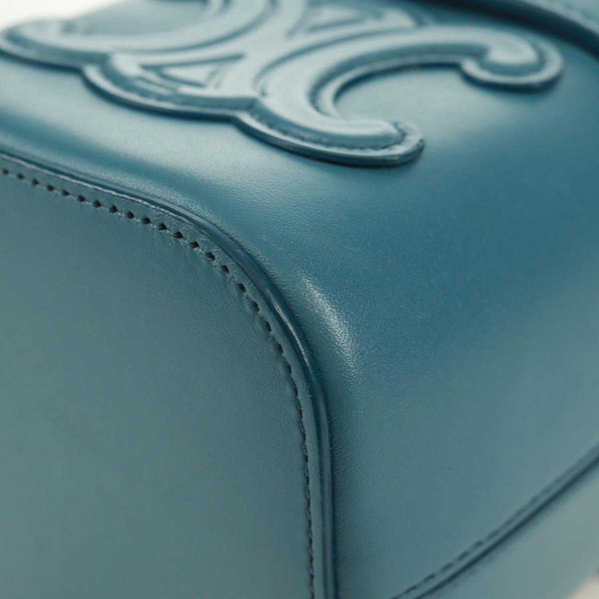 CELINE Triomphe Shoulder Bag Leather Blue Gold Auth 171873M