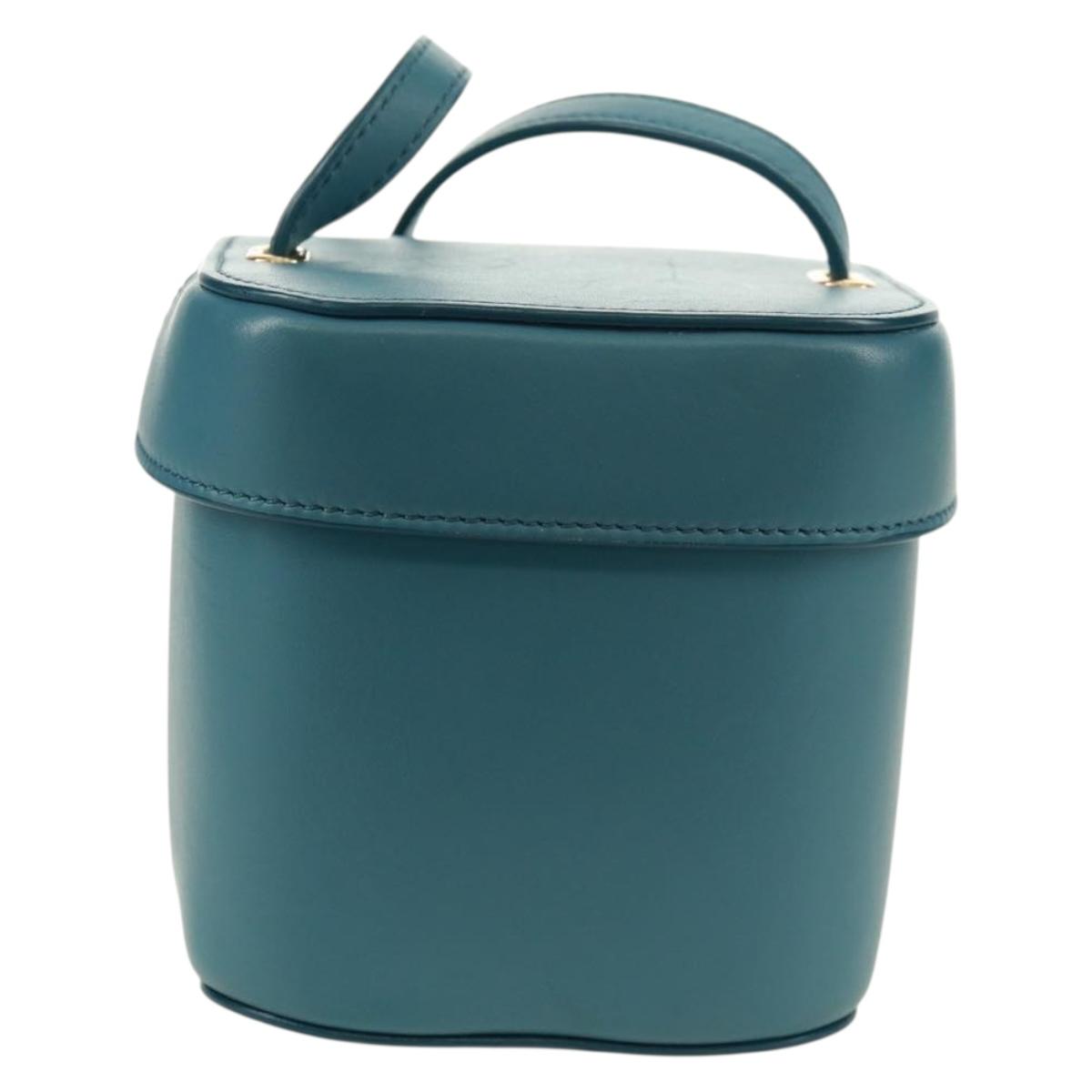 CELINE Triomphe Shoulder Bag Leather Blue Gold Auth 171873M