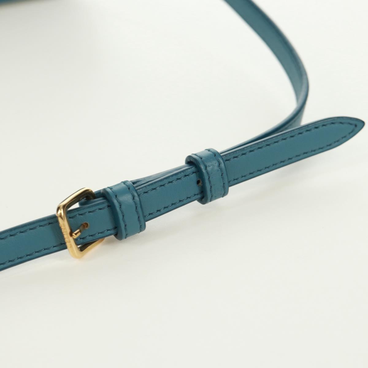 CELINE Triomphe Shoulder Bag Leather Blue Gold Auth 171873M