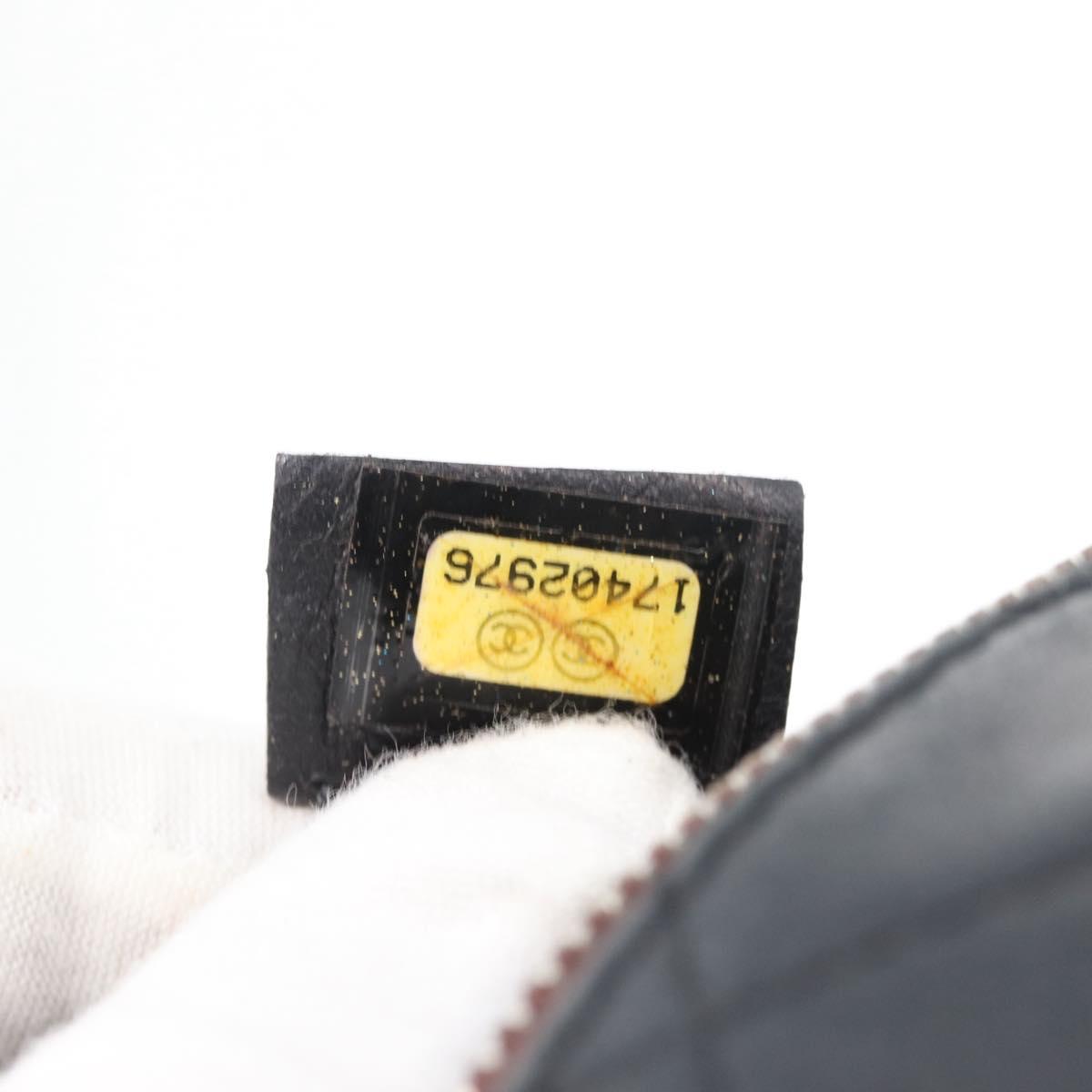 CHANEL Matelasse Pouch Lamb Skin Black Gold CC Auth 171878