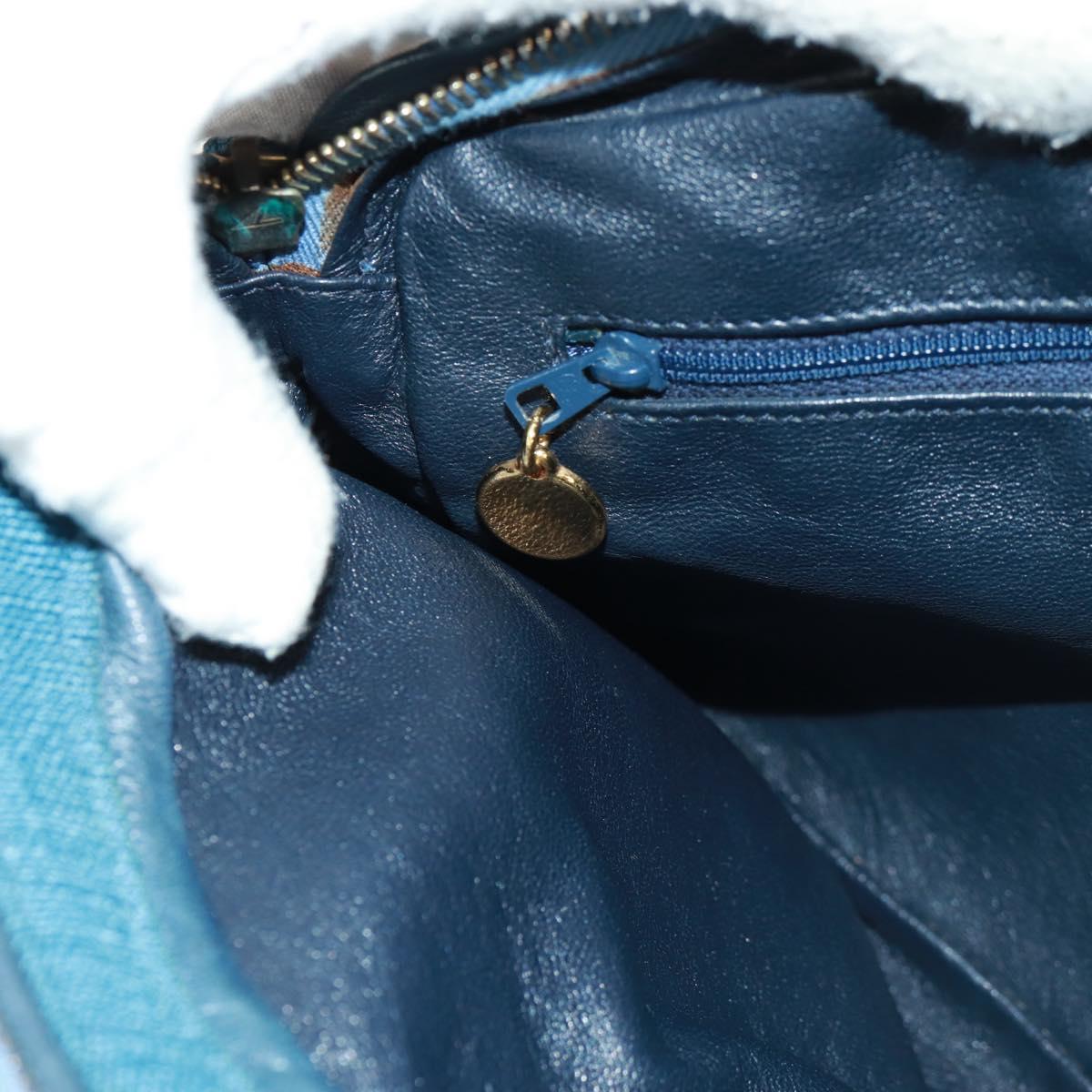 CHANEL Matelasse Shoulder Bag Canvas Navy Gold CC Auth 171908V