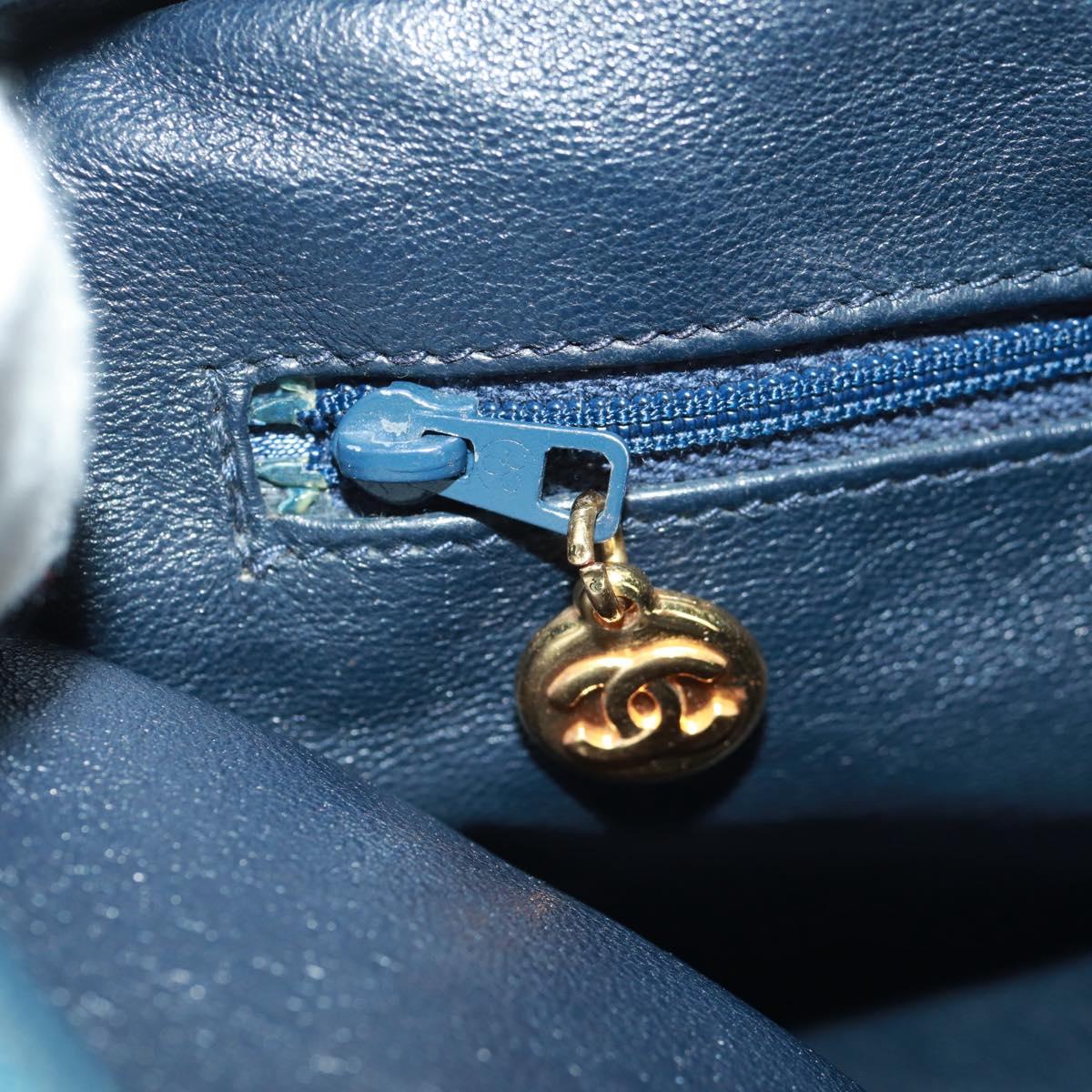 CHANEL Matelasse Shoulder Bag Canvas Navy Gold CC Auth 171908V