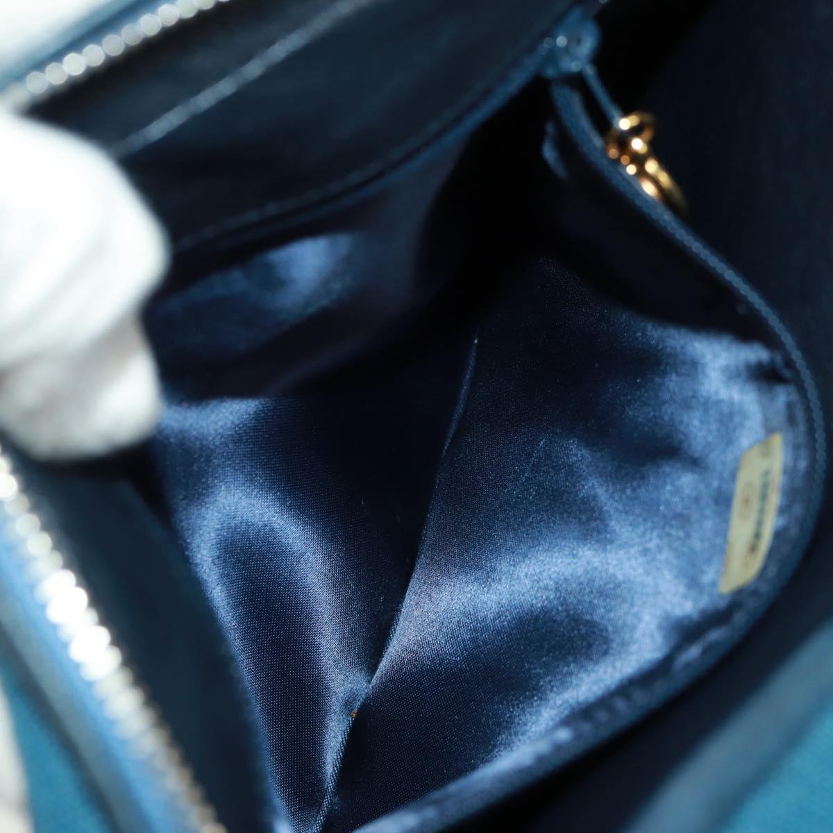 CHANEL Matelasse Shoulder Bag Canvas Navy Gold CC Auth 171908V