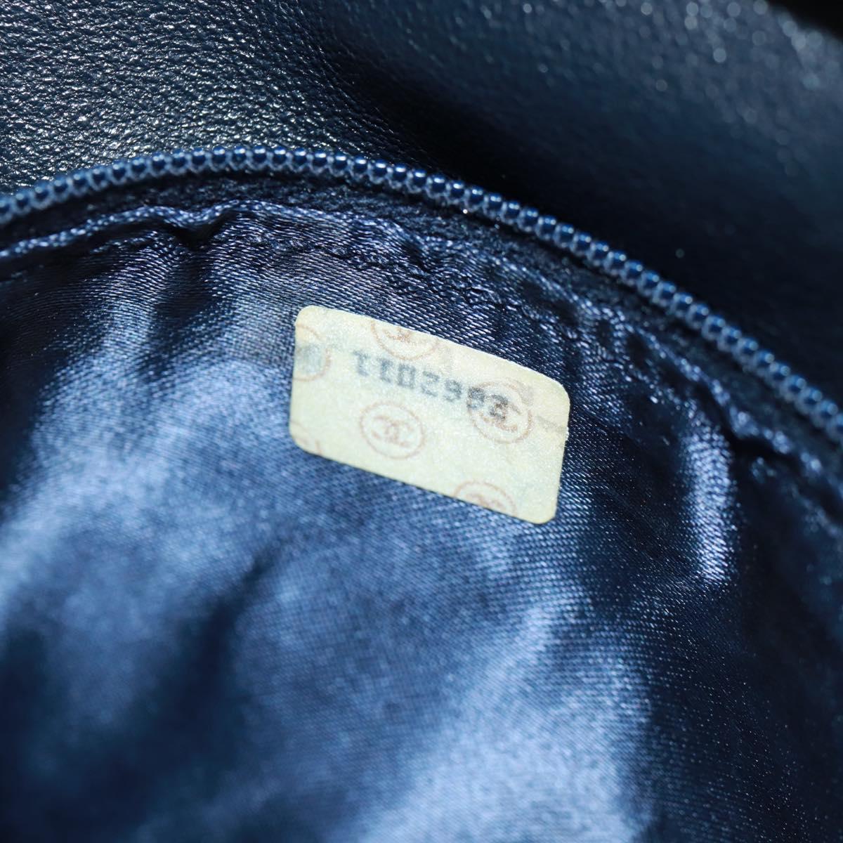 CHANEL Matelasse Shoulder Bag Canvas Navy Gold CC Auth 171908V