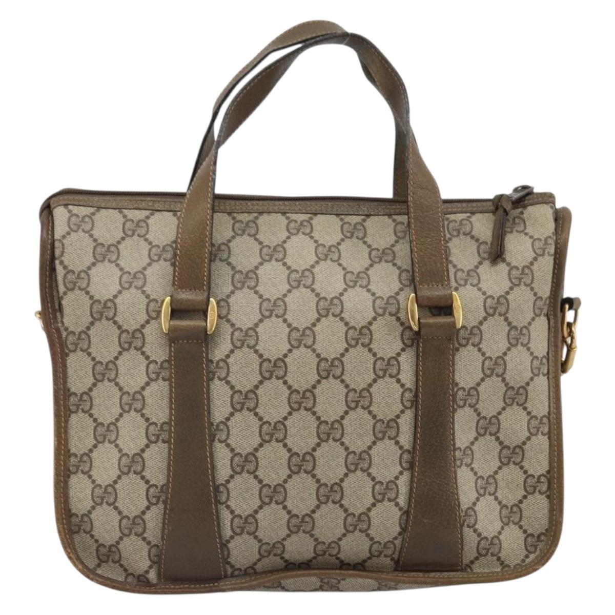 GUCCI GG Supreme Web Sherry Line Tote Bag PVC Beige Gold 41 02 039 Auth 171911