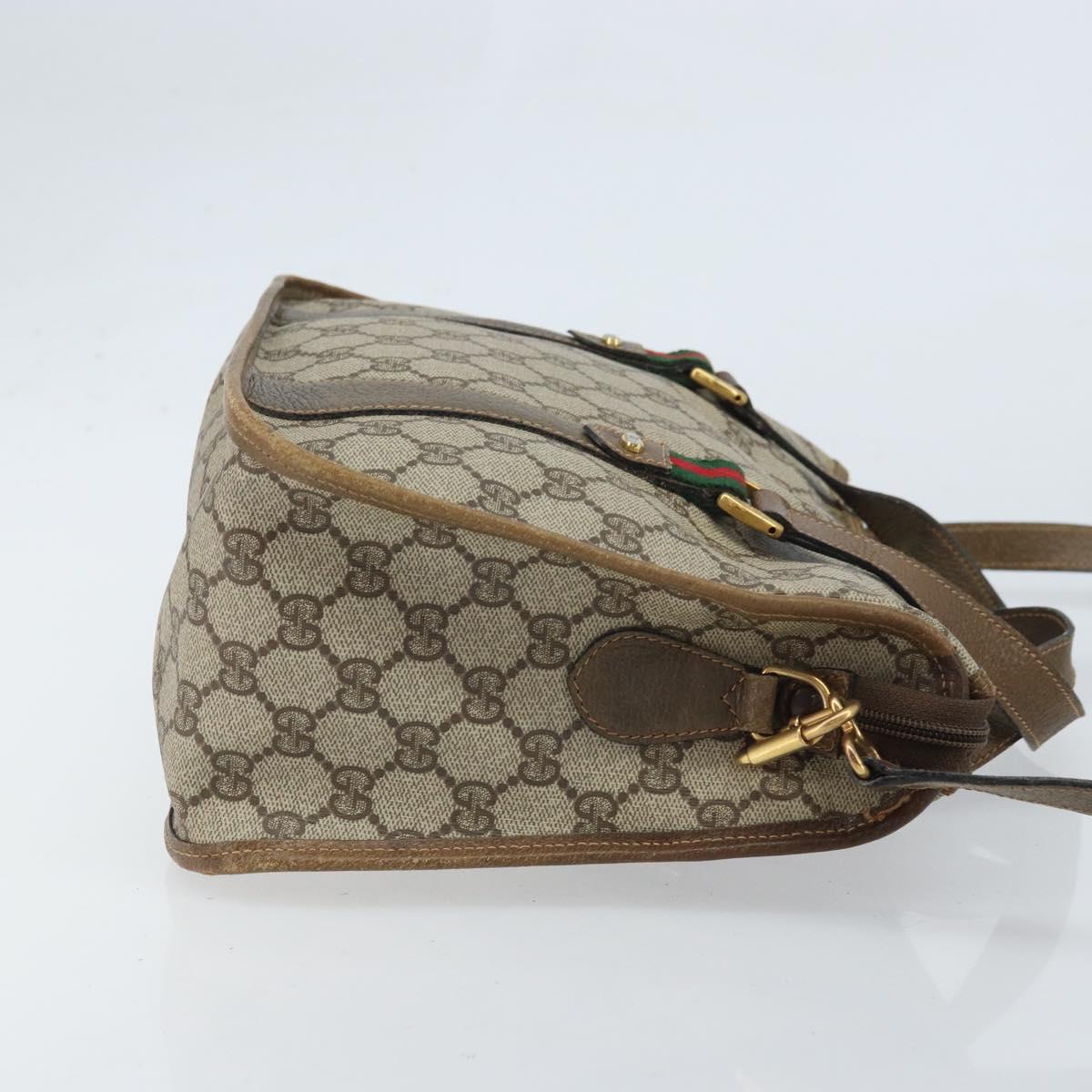 GUCCI GG Supreme Web Sherry Line Tote Bag PVC Beige Gold 41 02 039 Auth 171911