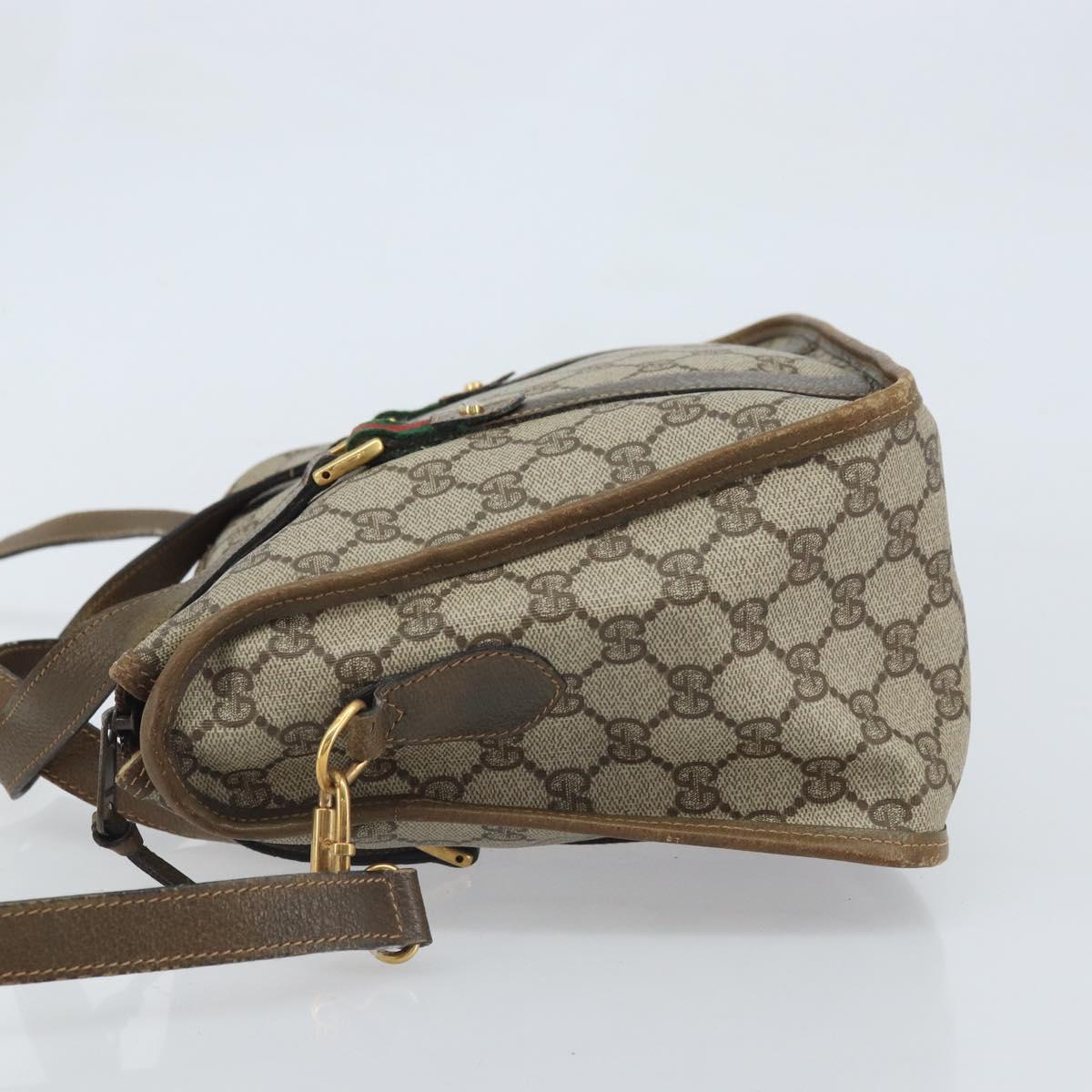 GUCCI GG Supreme Web Sherry Line Tote Bag PVC Beige Gold 41 02 039 Auth 171911