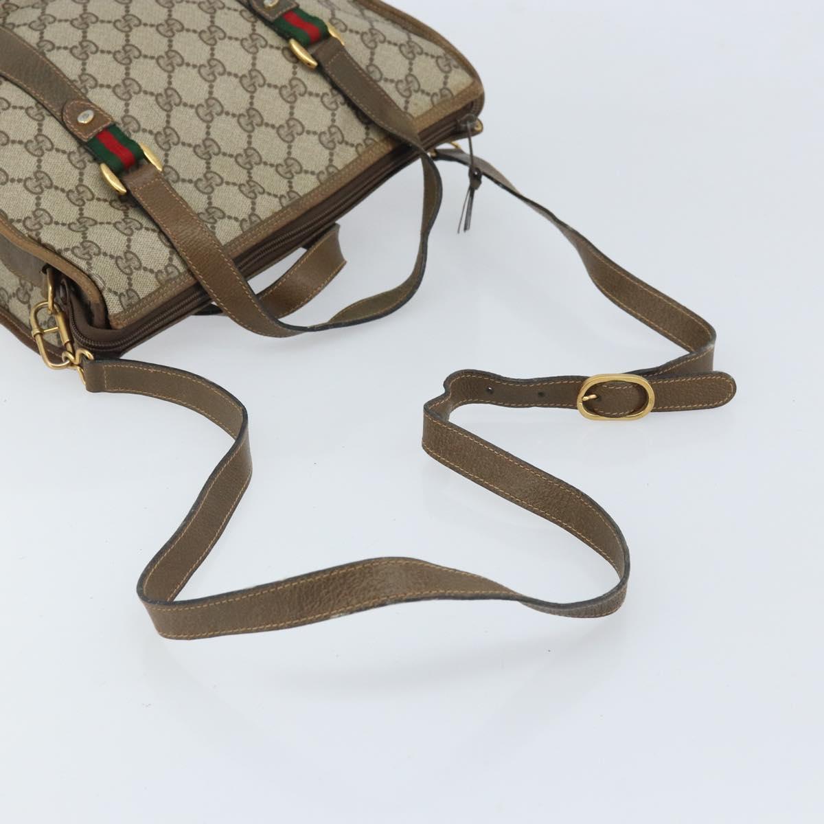 GUCCI GG Supreme Web Sherry Line Tote Bag PVC Beige Gold 41 02 039 Auth 171911