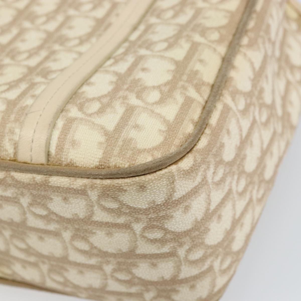Christian Dior Trotter Canvas Romantic Hand Bag PVC Beige Silver Auth 171915