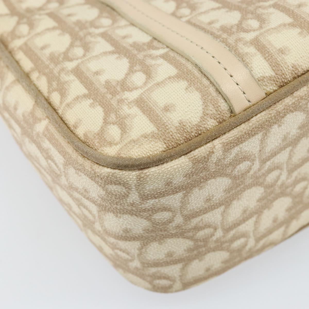 Christian Dior Trotter Canvas Romantic Hand Bag PVC Beige Silver Auth 171915