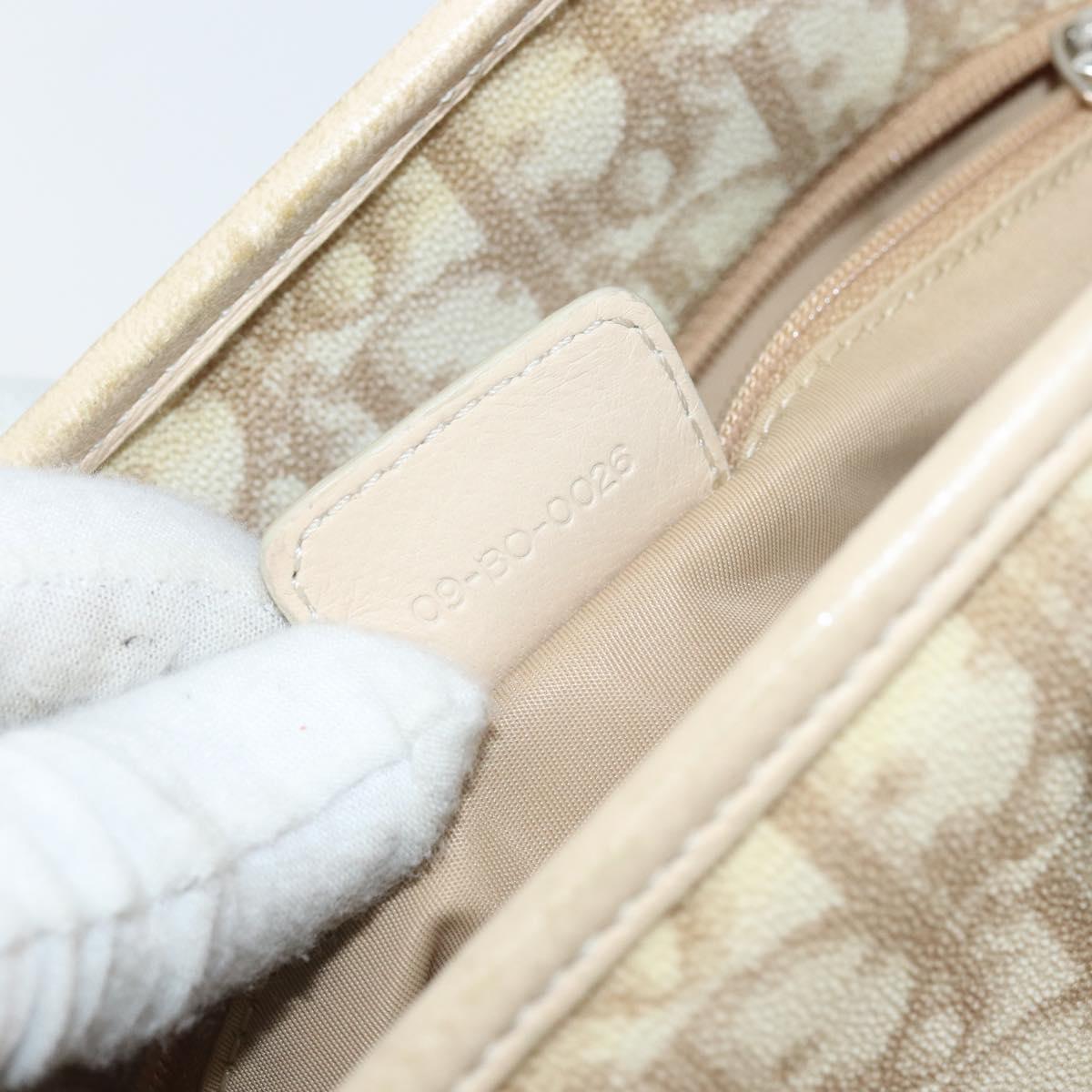 Christian Dior Trotter Canvas Romantic Hand Bag PVC Beige Silver Auth 171915