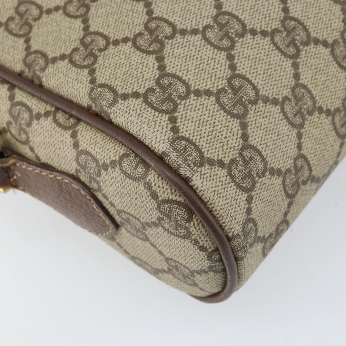 GUCCI GG Supreme Web Sherry Line Bag PVC Beige Gold 001 44 6655 Auth 171924