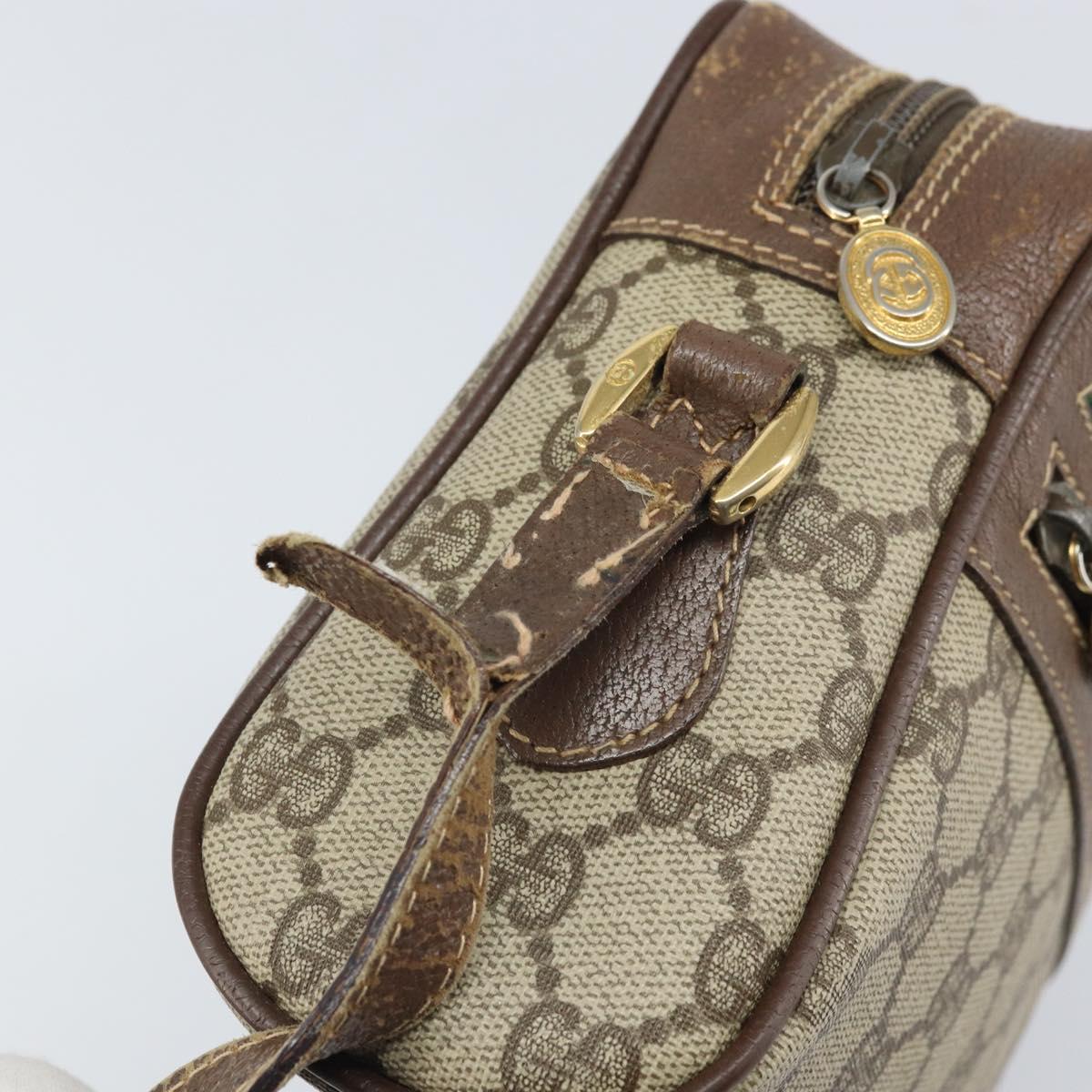 GUCCI GG Supreme Web Sherry Line Bag PVC Beige Gold 001 44 6655 Auth 171924