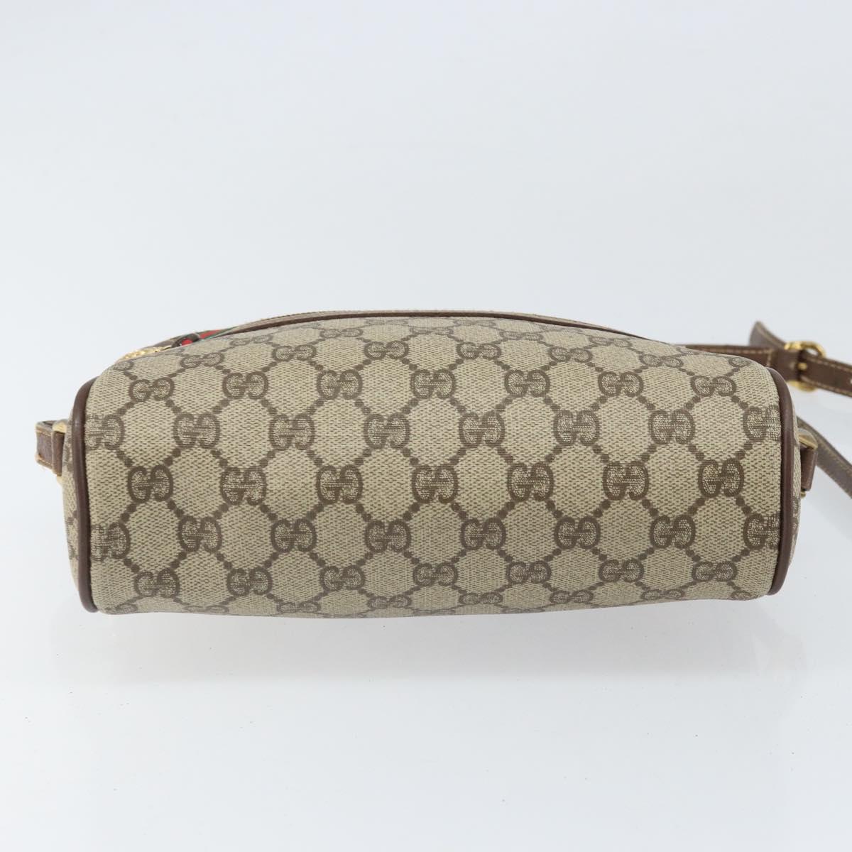 GUCCI GG Supreme Web Sherry Line Bag PVC Beige Gold 001 44 6655 Auth 171924