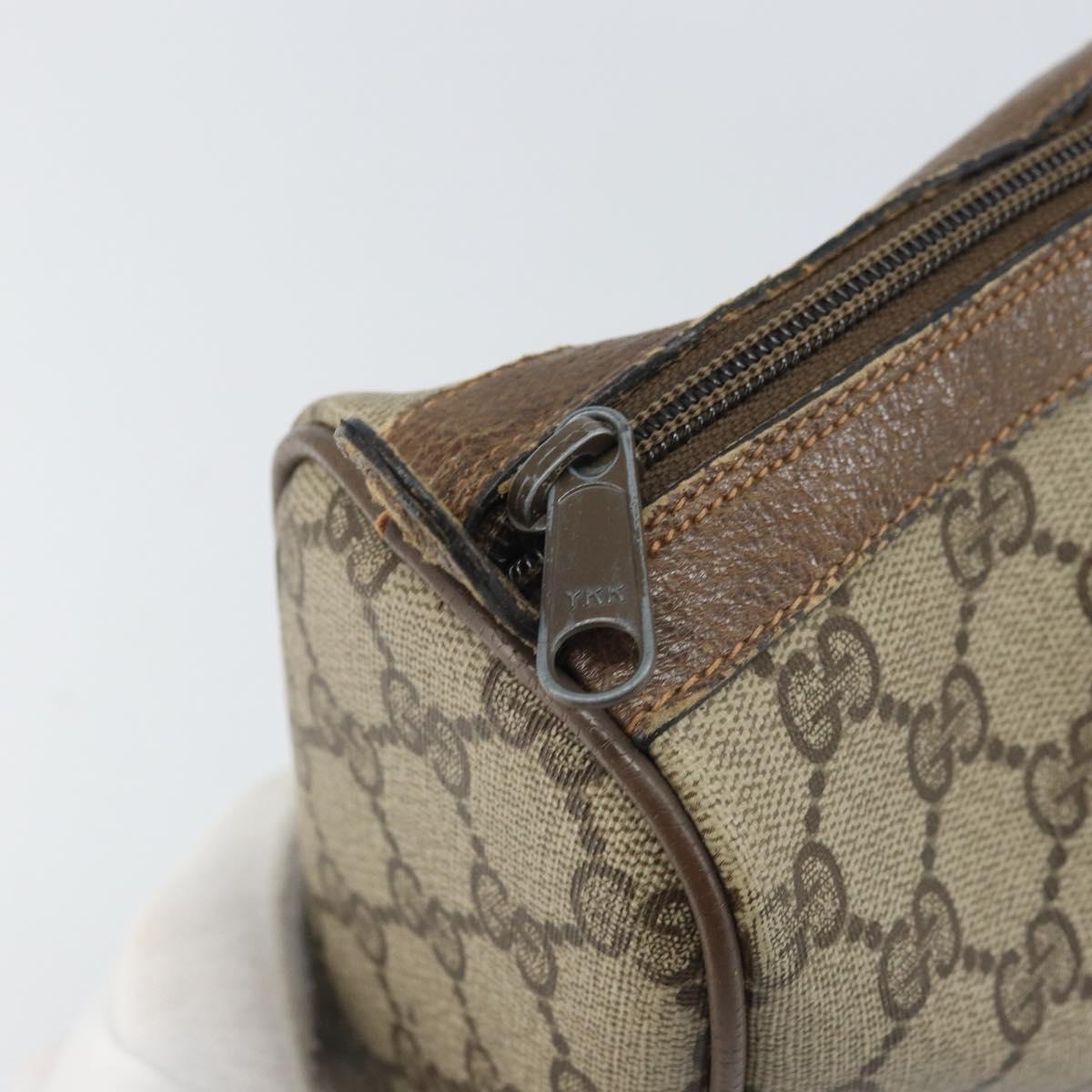 GUCCI GG Supreme Web Sherry Line Clutch Bag PVC Beige Gold 89 02 017 Auth 171925