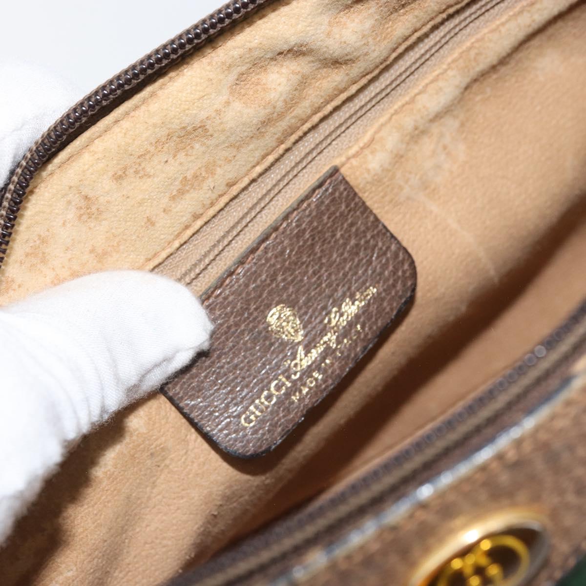 GUCCI GG Supreme Web Sherry Line Clutch Bag PVC Beige Gold 89 02 017 Auth 171925
