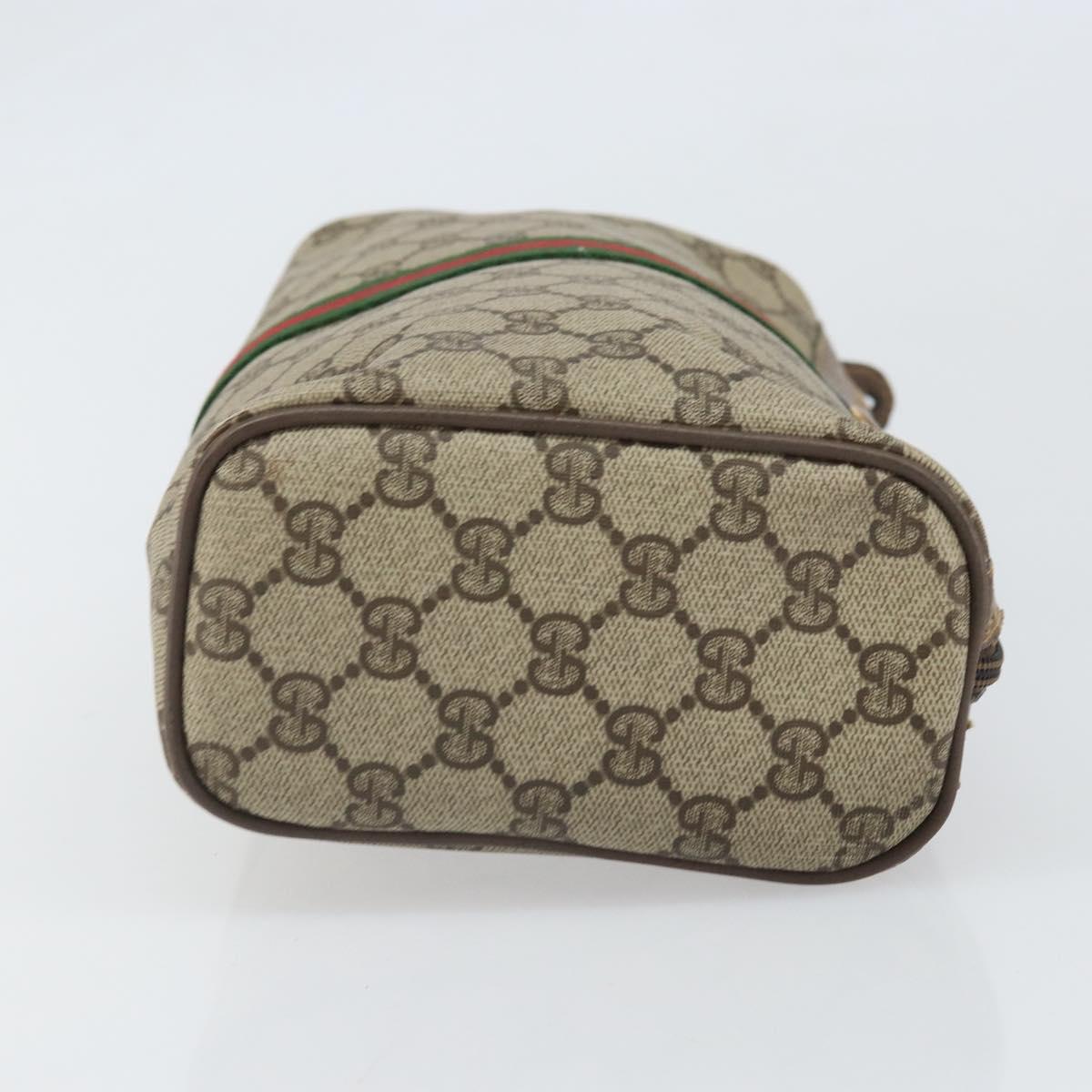 GUCCI GG Supreme Web Sherry Line Clutch Bag PVC Beige Gold 89 02 017 Auth 171925