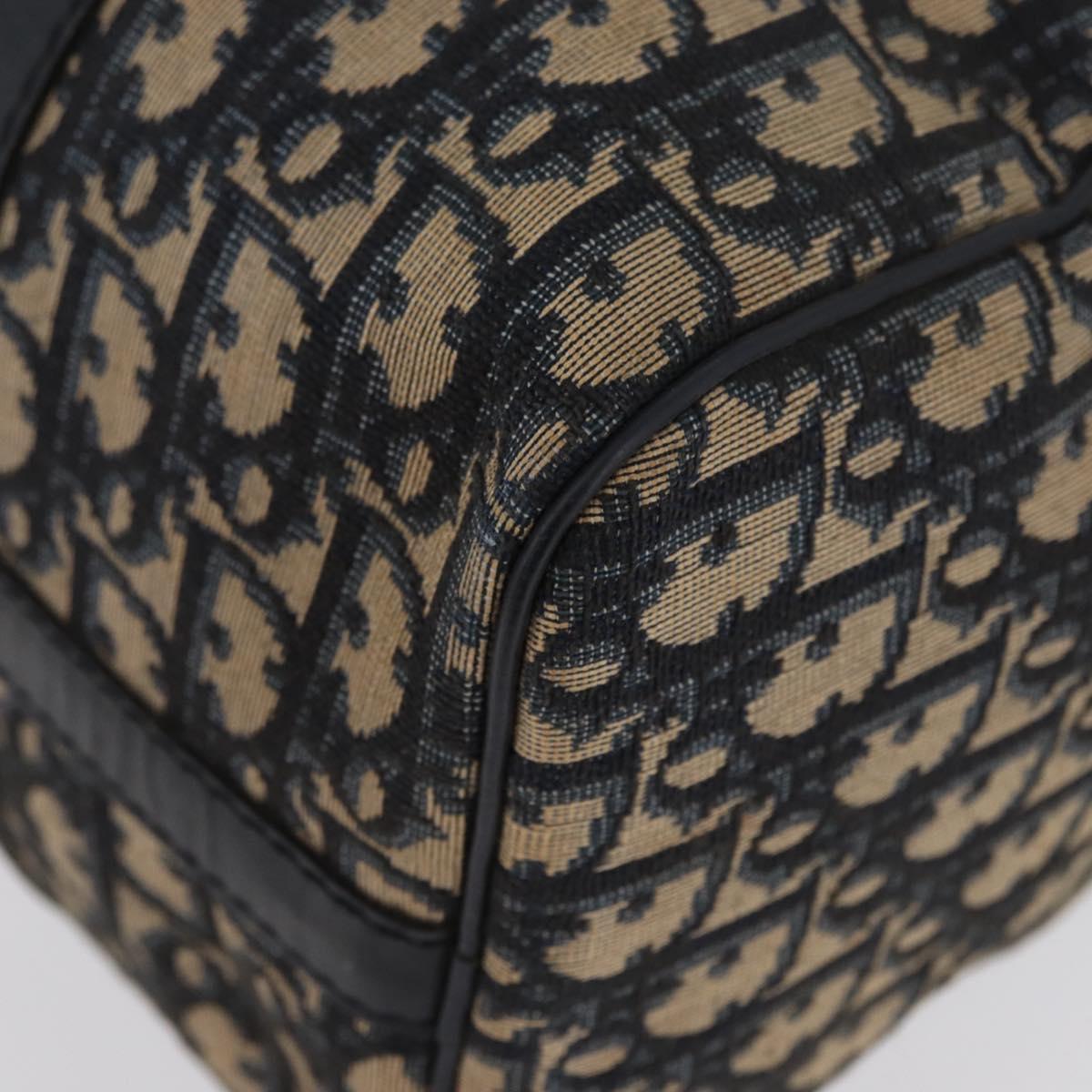 Christian Dior Trotter Canvas Boston Bag Navy Silver Auth 171932