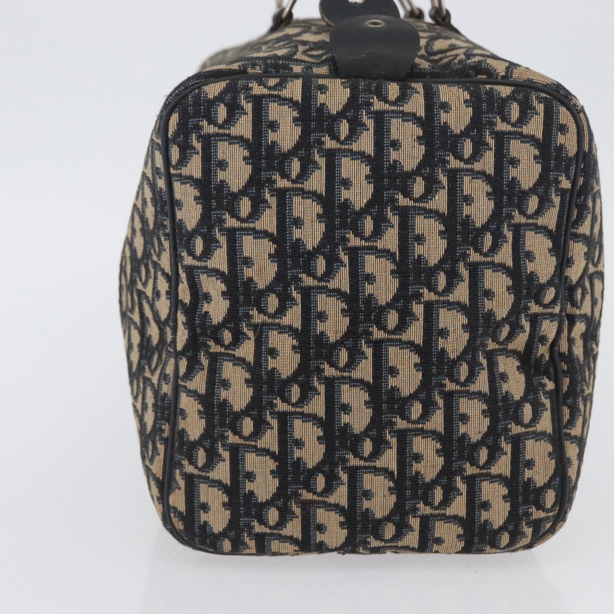 Christian Dior Trotter Canvas Boston Bag Navy Silver Auth 171932