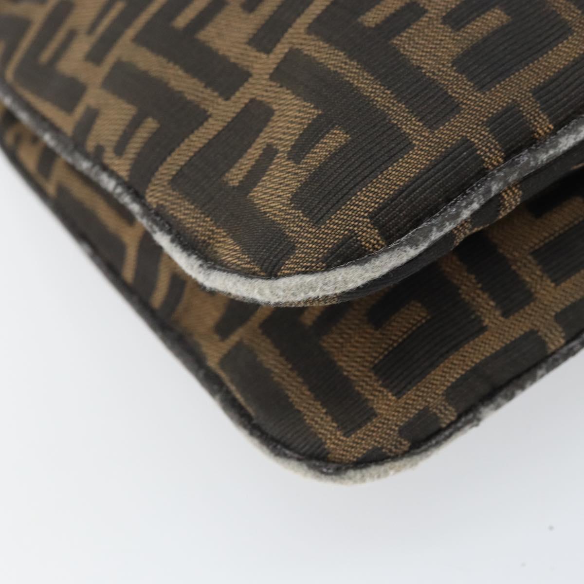 FENDI Zucca Canvas Mamma Baguette Shoulder Bag Black Brown Auth 171933