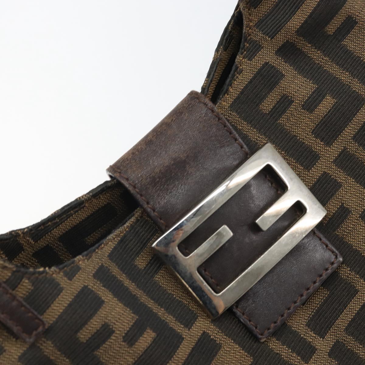 FENDI Zucca Canvas Mamma Baguette Shoulder Bag Black Brown Auth 171933