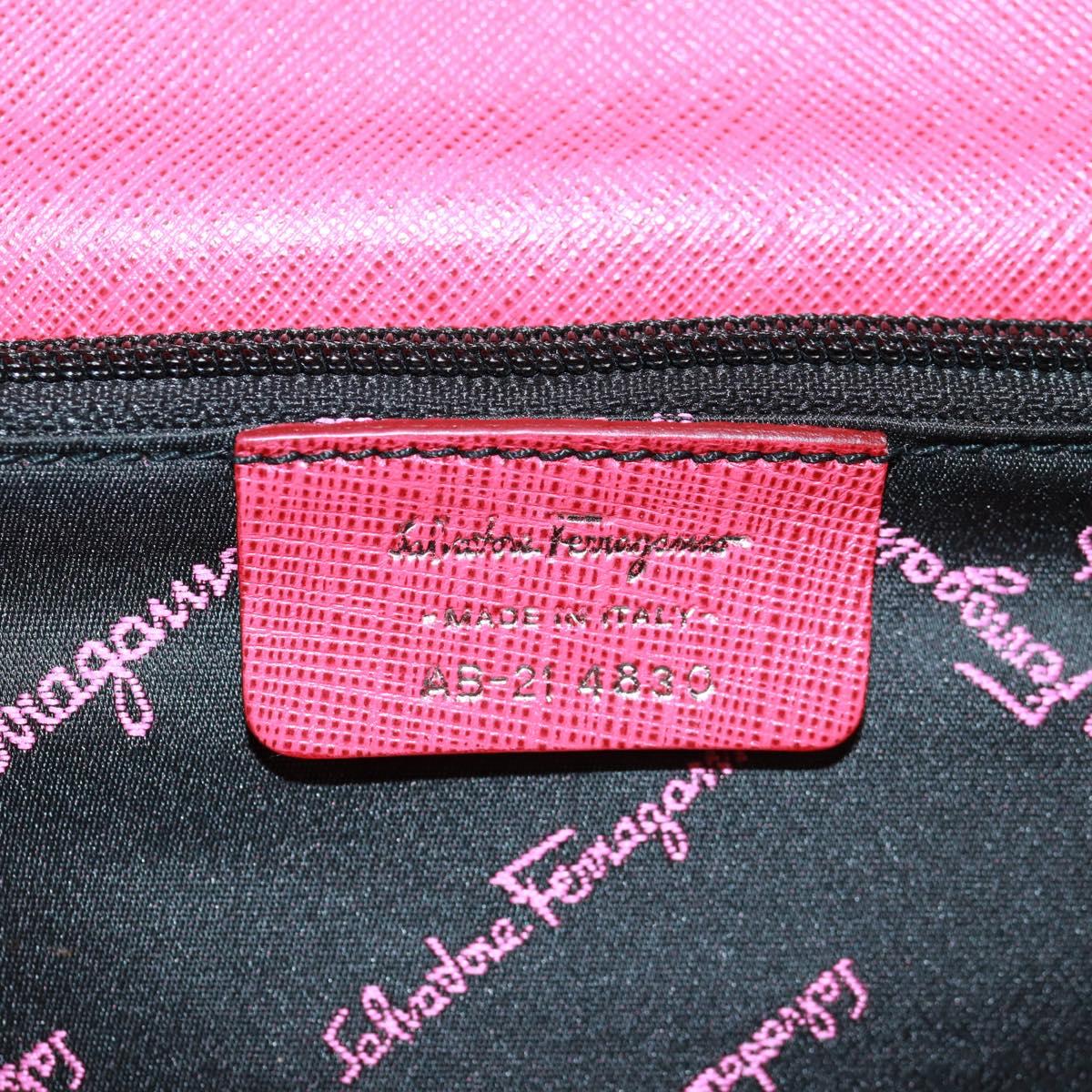 Salvatore Ferragamo Gancini Hand Bag Leather 2way Pink Silver Auth 171936V