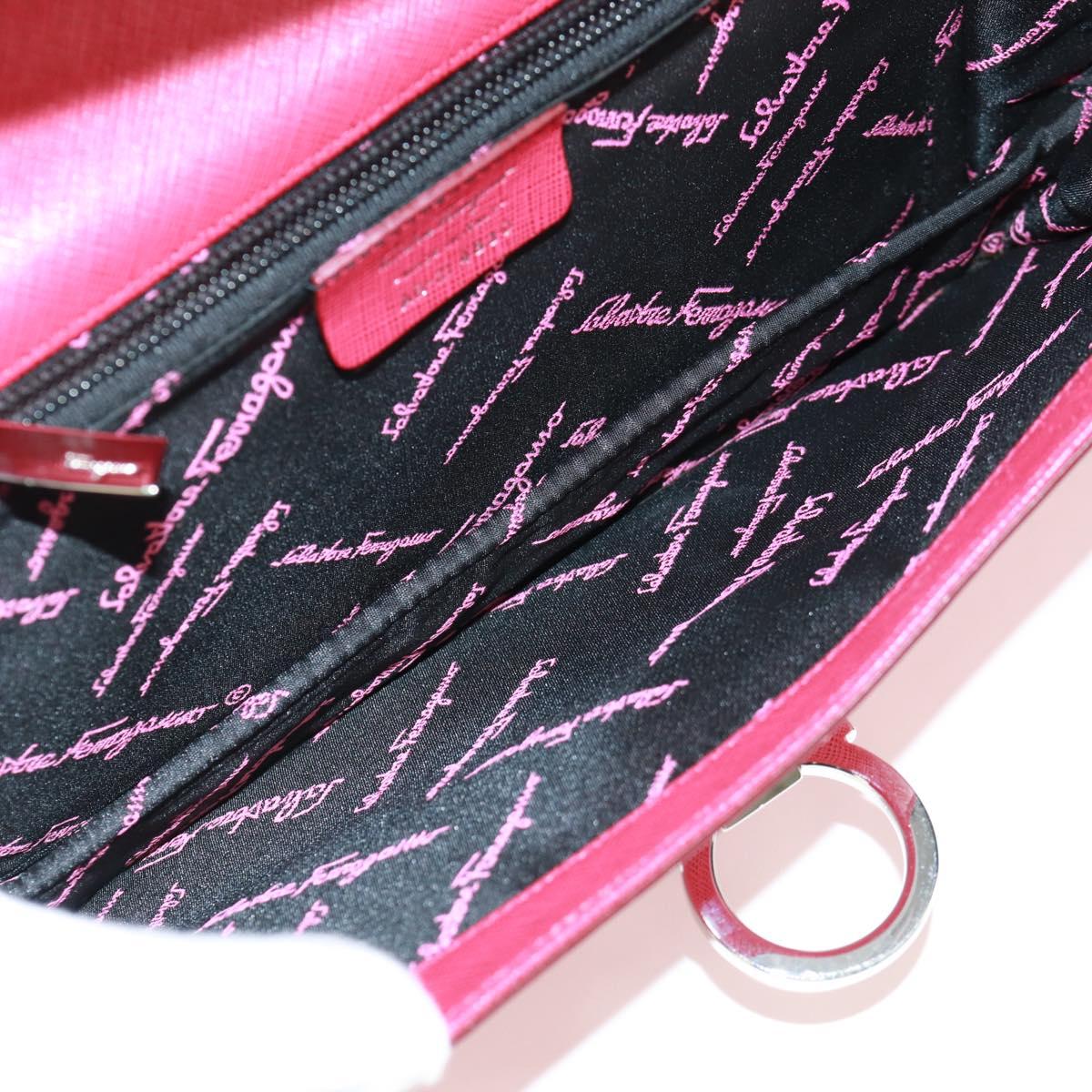 Salvatore Ferragamo Gancini Hand Bag Leather 2way Pink Silver Auth 171936V