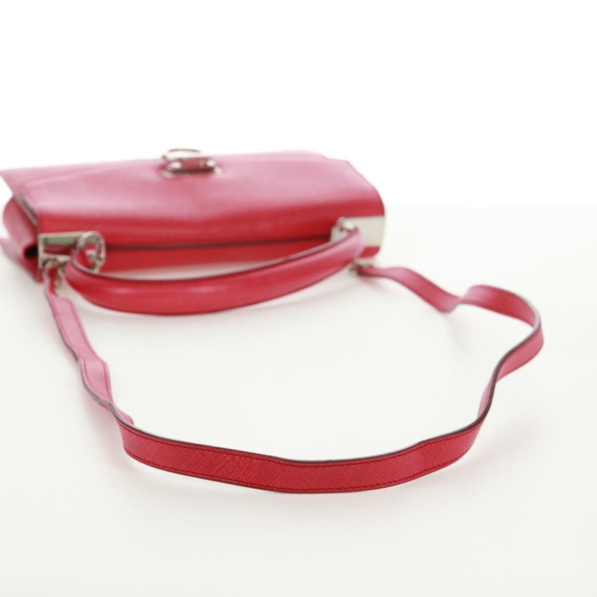 Salvatore Ferragamo Gancini Hand Bag Leather 2way Pink Silver Auth 171936V