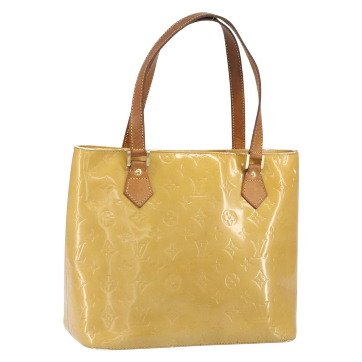LOUIS VUITTON Monogram Vernis Houston Hand Bag Beige M91004 LV Auth 171942