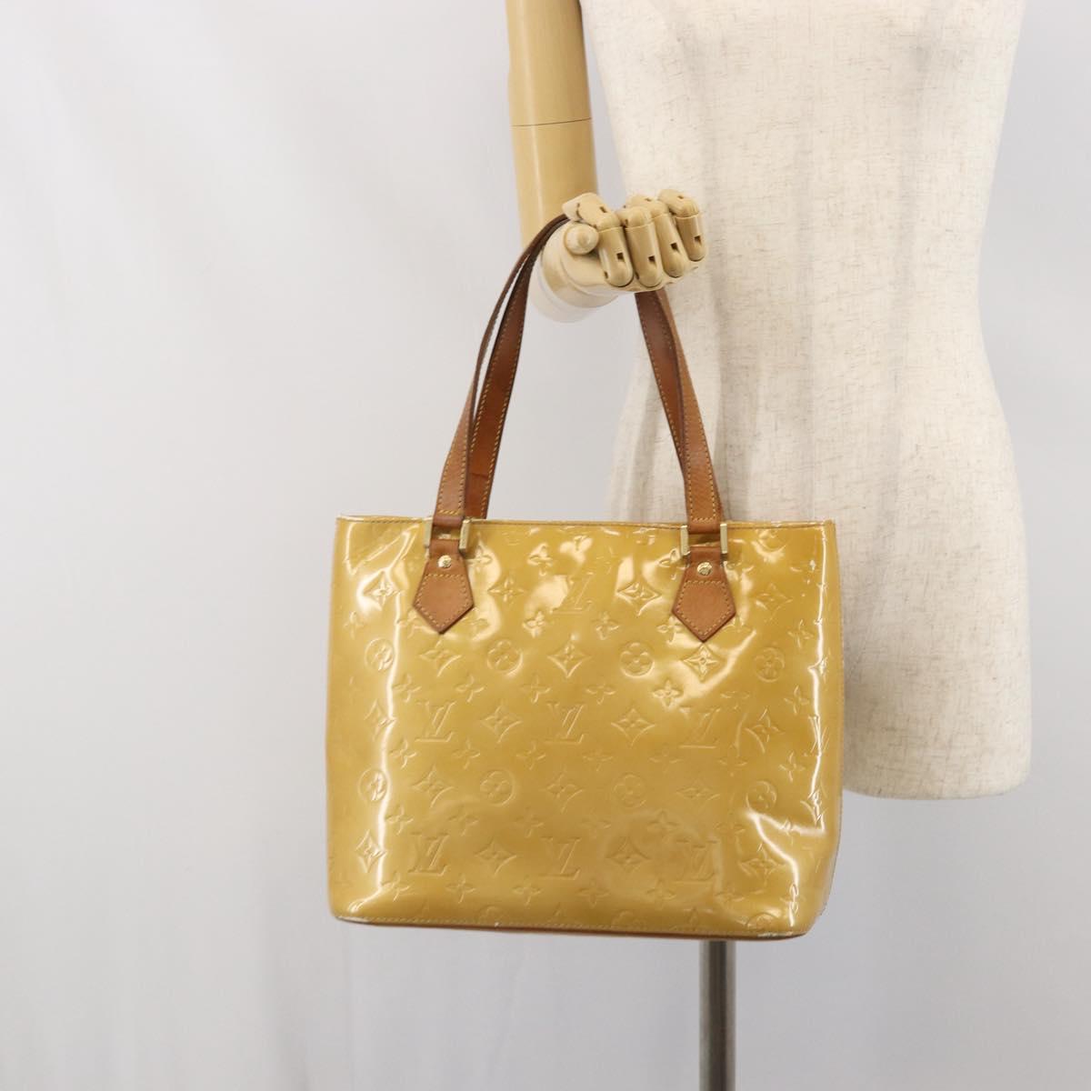 LOUIS VUITTON Monogram Vernis Houston Hand Bag Beige M91004 LV Auth 171942