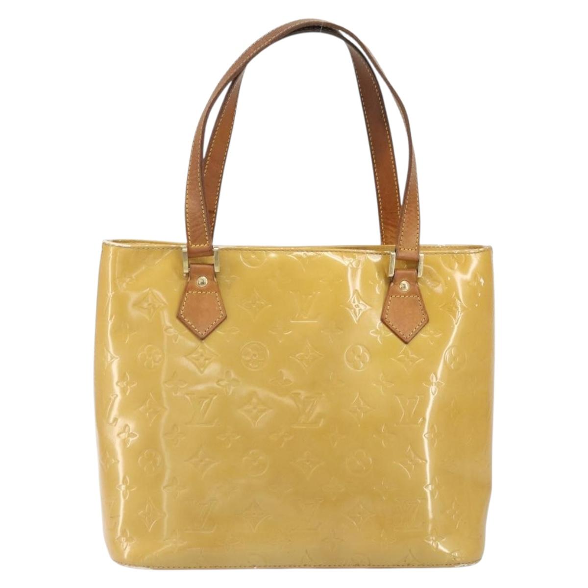 LOUIS VUITTON Monogram Vernis Houston Hand Bag Beige M91004 LV Auth 171942